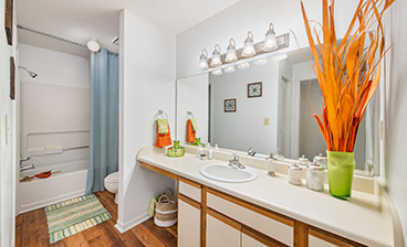 Bathroom at MAA Edgewater luxury apartment homes in Huntsville, AL