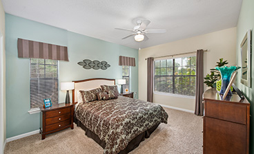 Bedroom at MAA Edgewater luxury apartment homes in Huntsville, AL