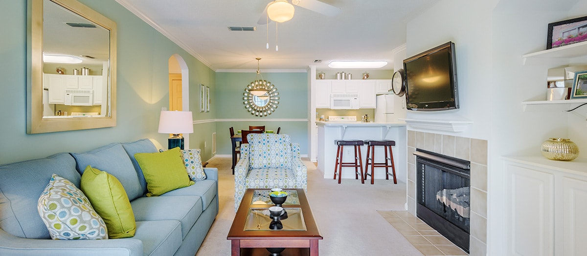 Living Room at MAA Madison Lakes luxury apartments homes in Huntsville, AL 