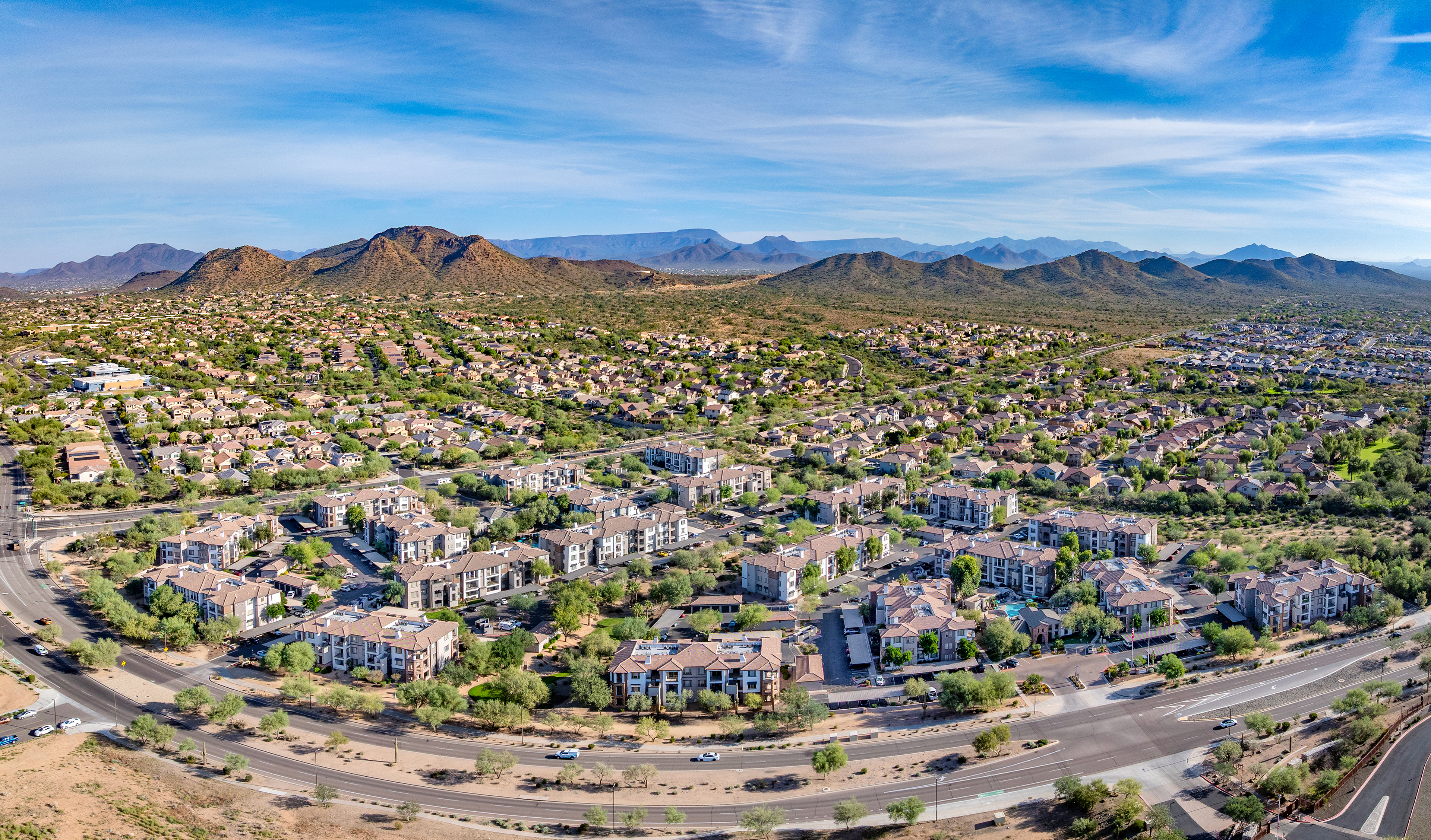 Property aerial at MAA Foothills luxury apartment homes in Phoenix, AZ