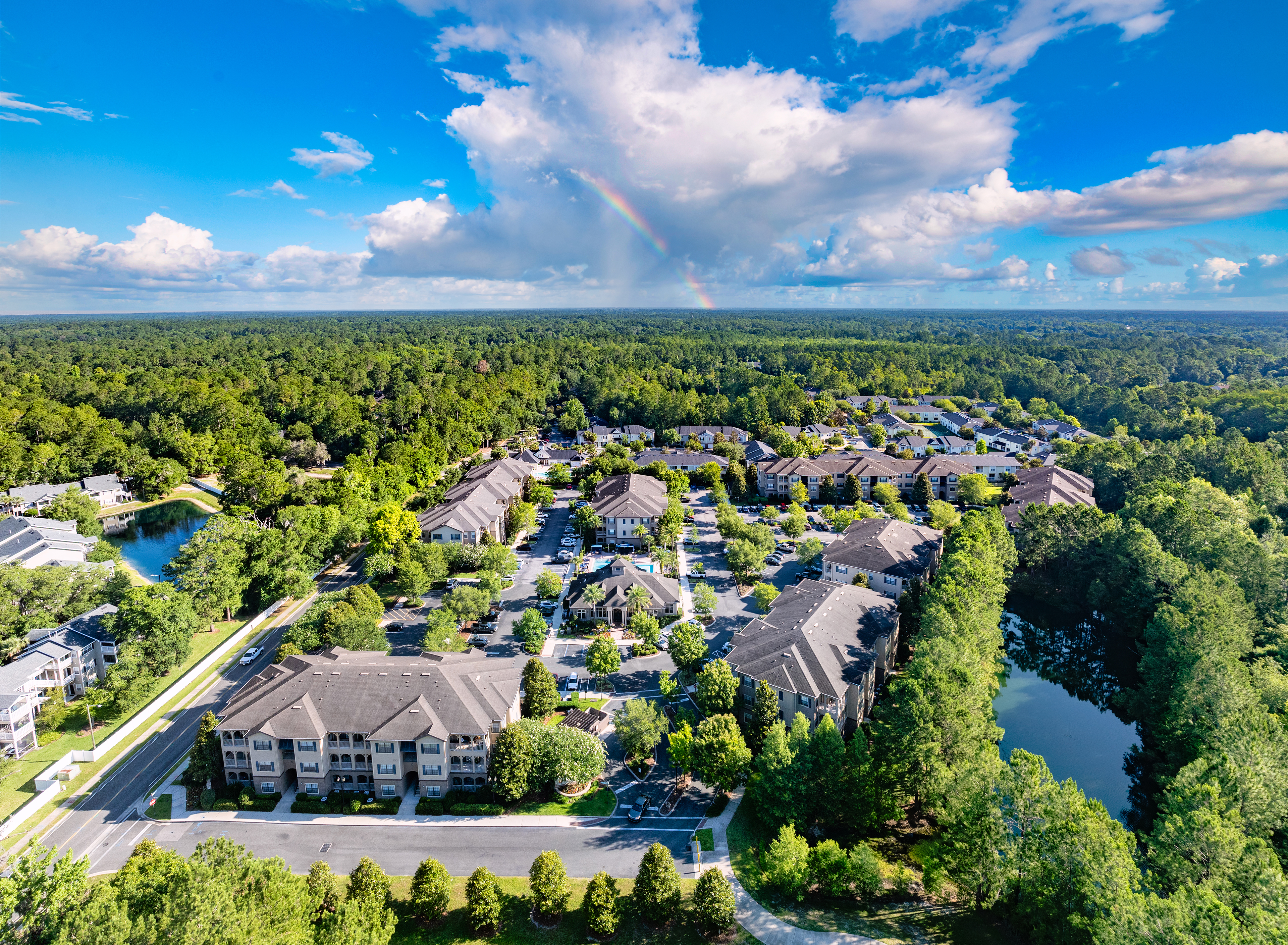 Property aerial at MAA Magnolia Parke luxury apartment homes in Gainesville, FL