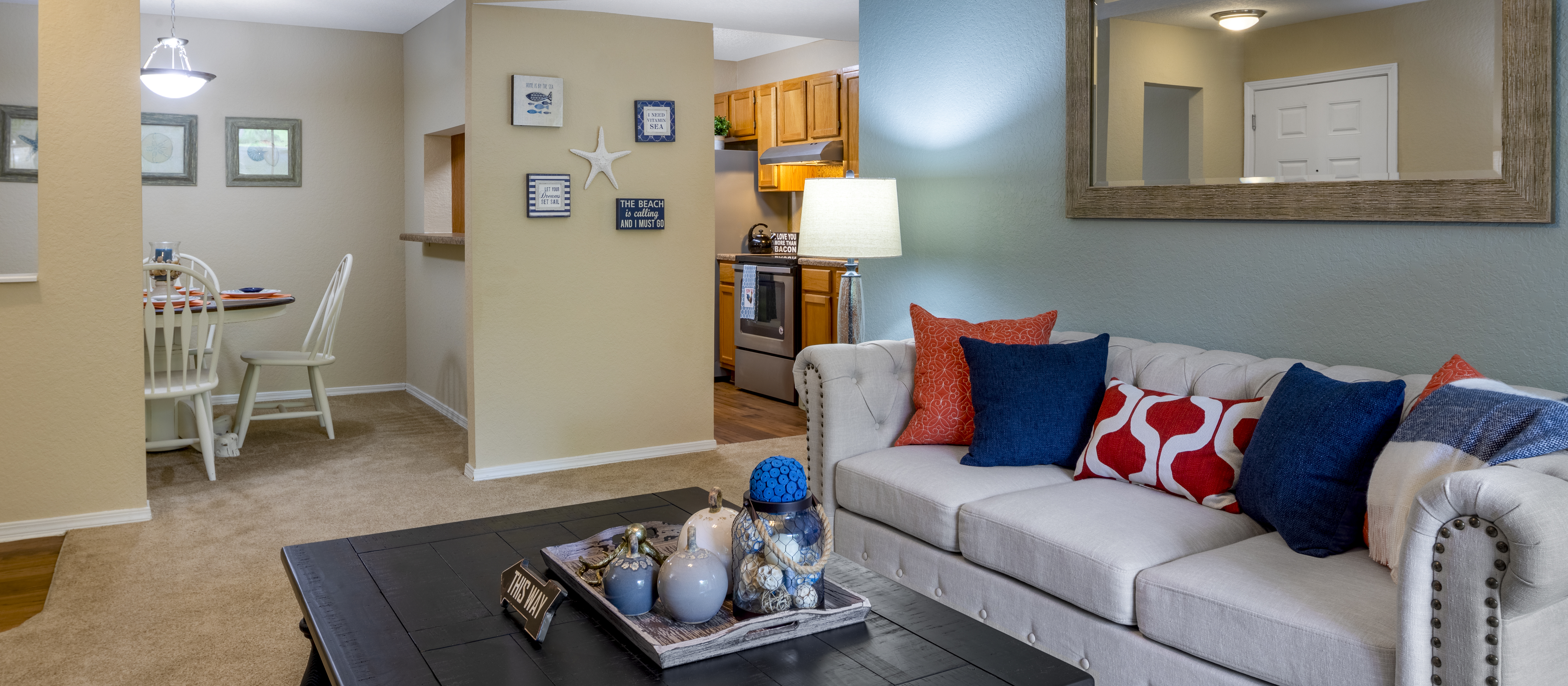 Living Room 2 at MAA Steeplegate luxury apartment homes in Gainesville, FL