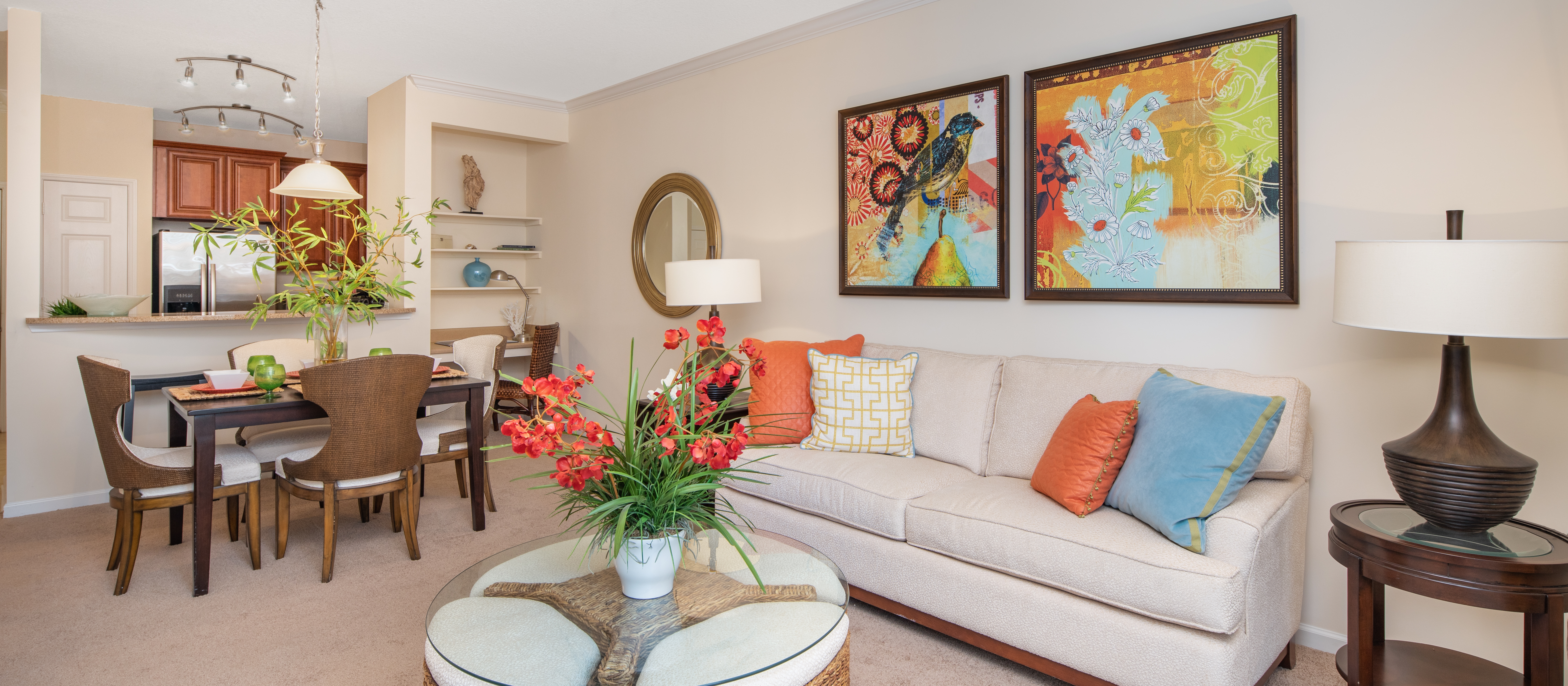 Model Living Room at Tattersall at Tapestry Park luxury apartment homes in Jacksonville, FL