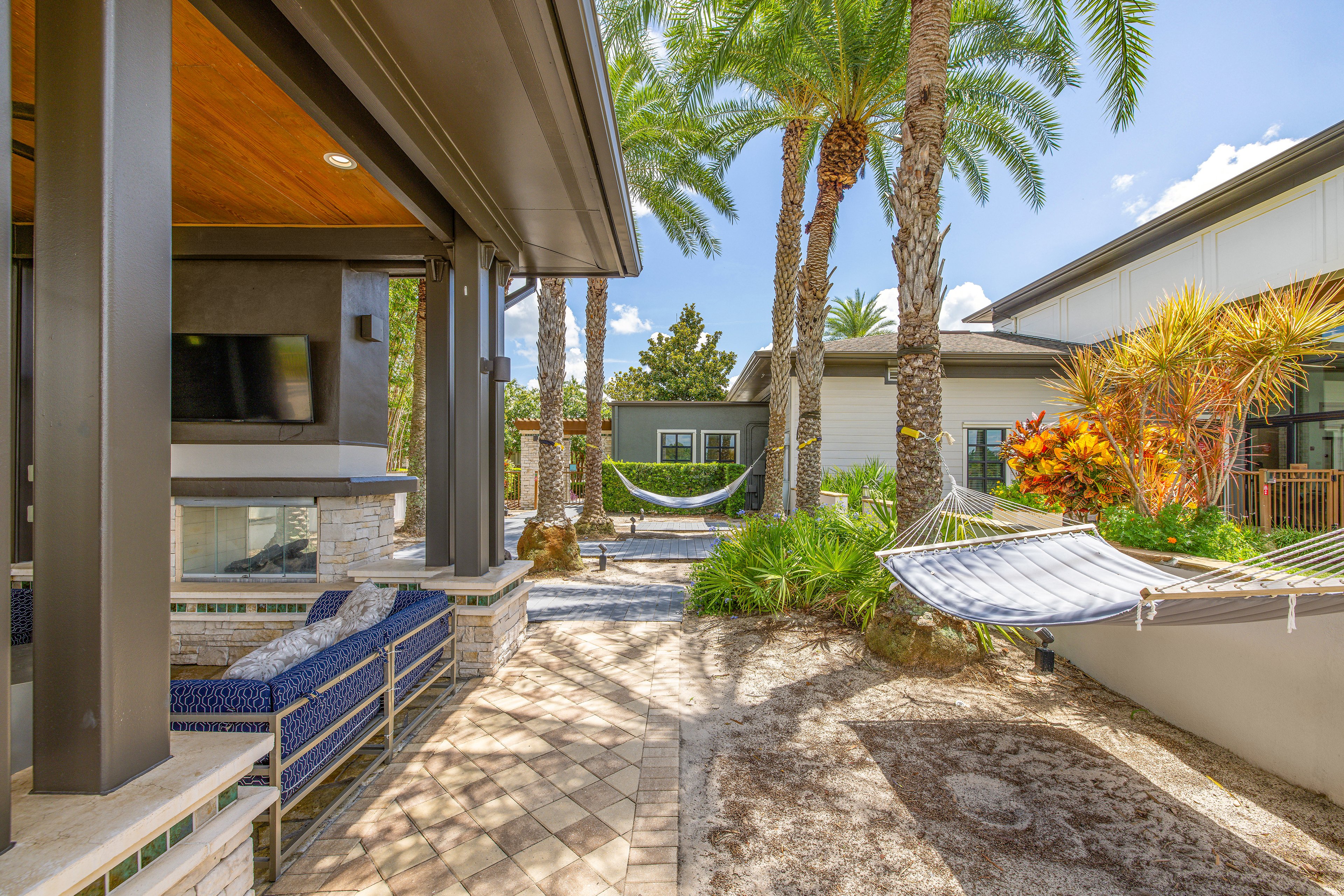 Lounge and hammocks at MAA Crosswater luxury apartment homes in Tampa, FL