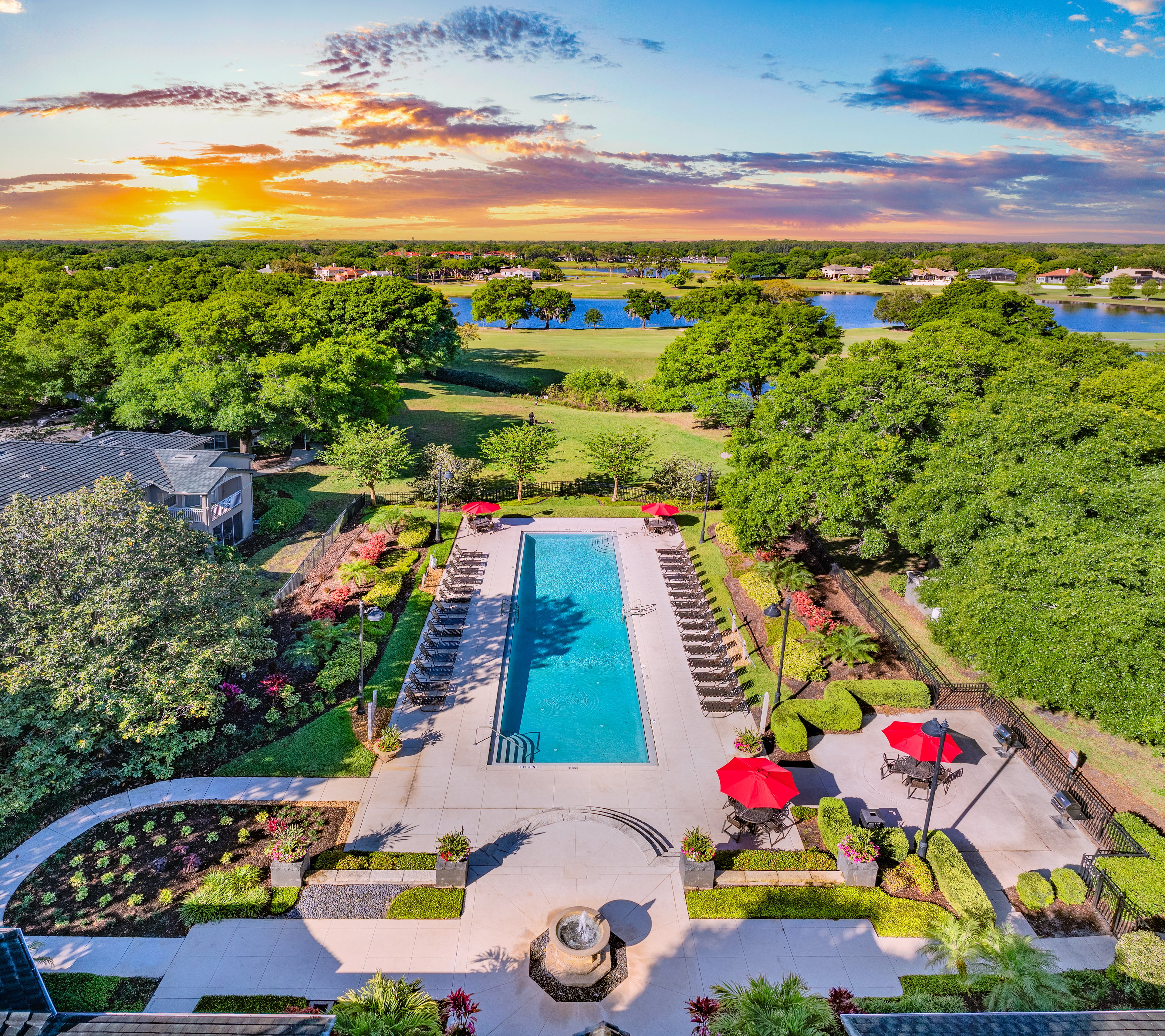 Pool aerial at MAA Heathrow luxury apartment homes in Heathrow, FL