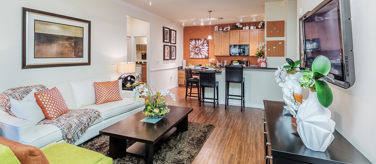 Living Room at MAA Lake Mary luxury apartment homes in Orlando, FL