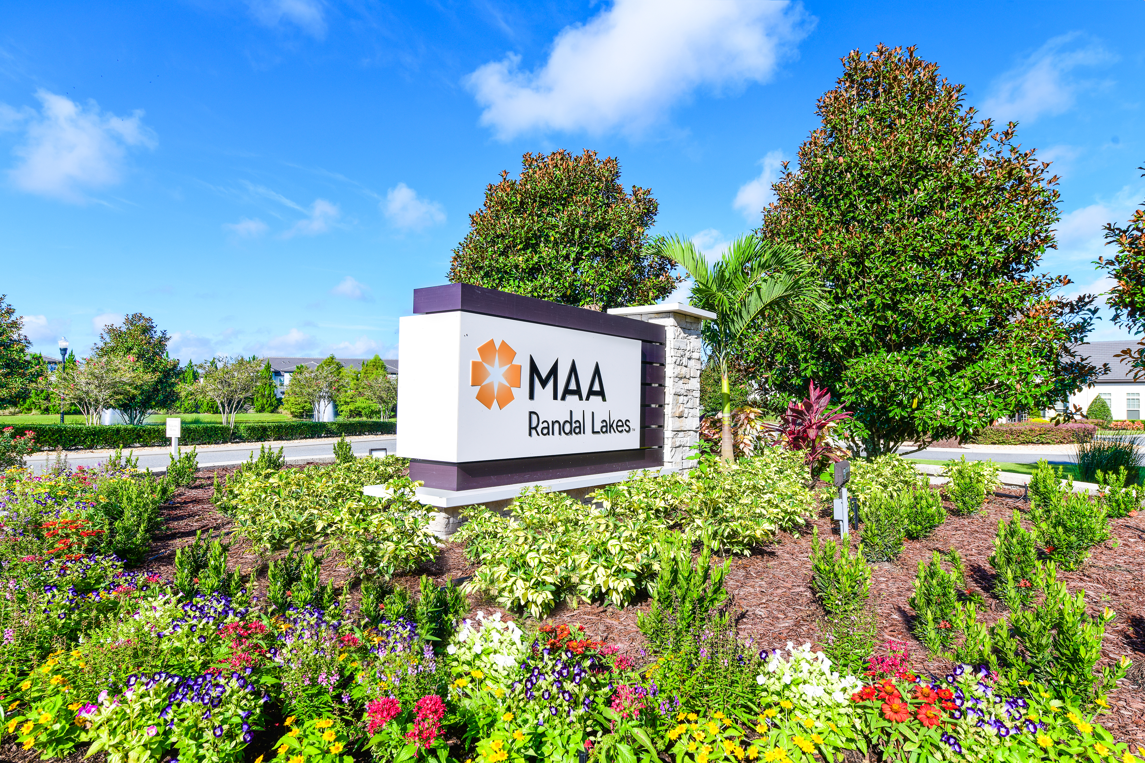 Sign at MAA Randal Lakes luxury apartment homes in Orlando, FL
