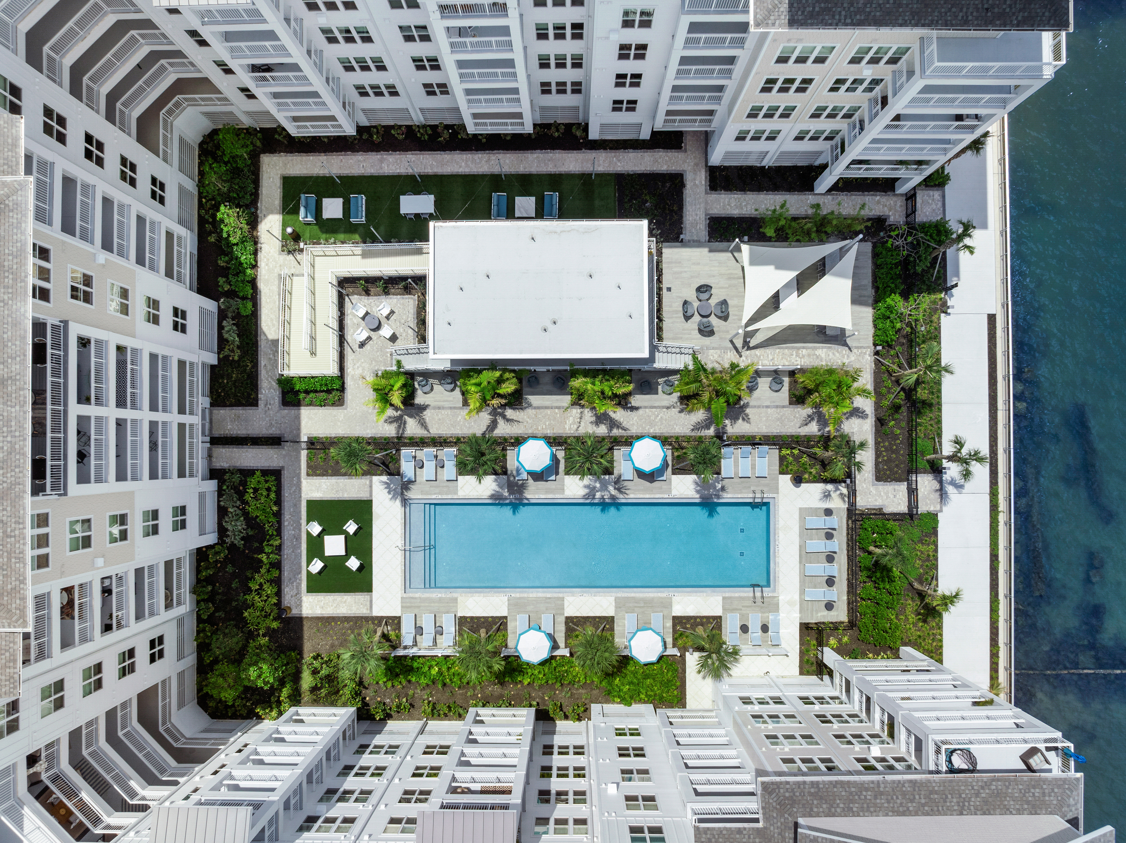 Pool aerial at MAA Breakwater luxury apartment homes in Tampa, FL