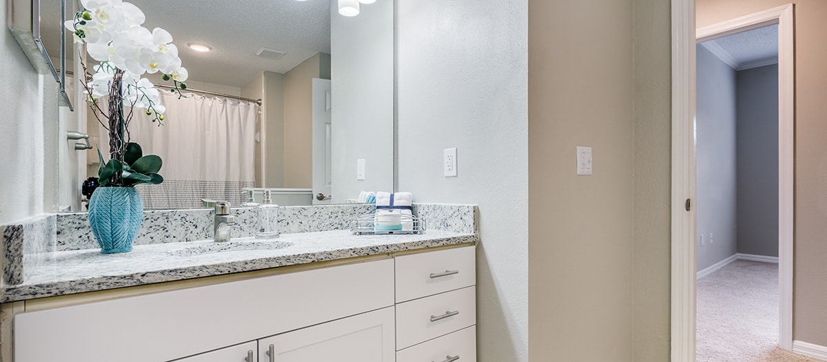 Bathroom at MAA Hyde Park luxury apartment homes in Tampa, FL