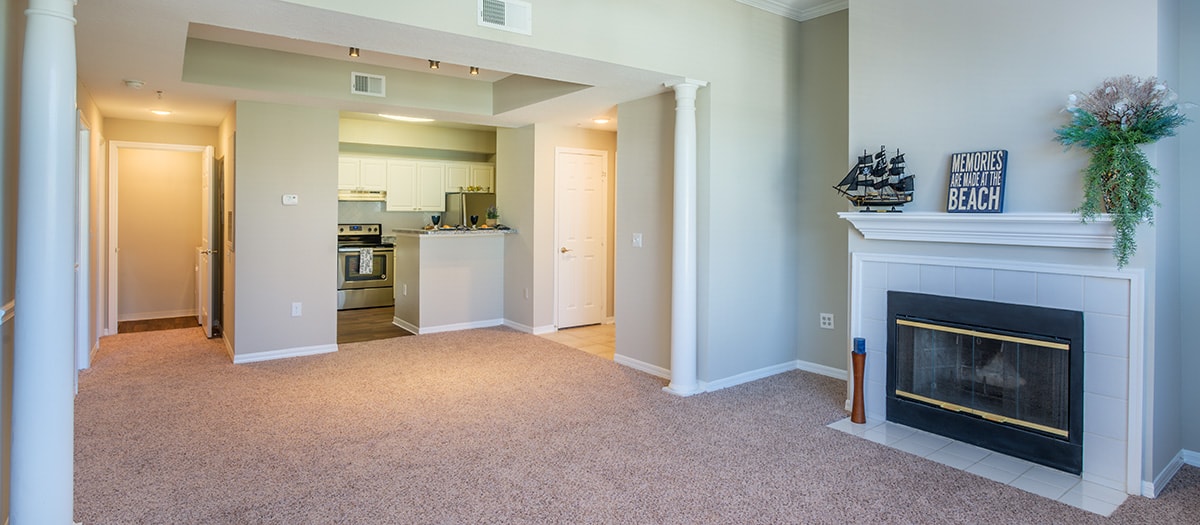 Living Room and Kitchen at MAA Rocky Point luxury apartment homes in Tampa, FL