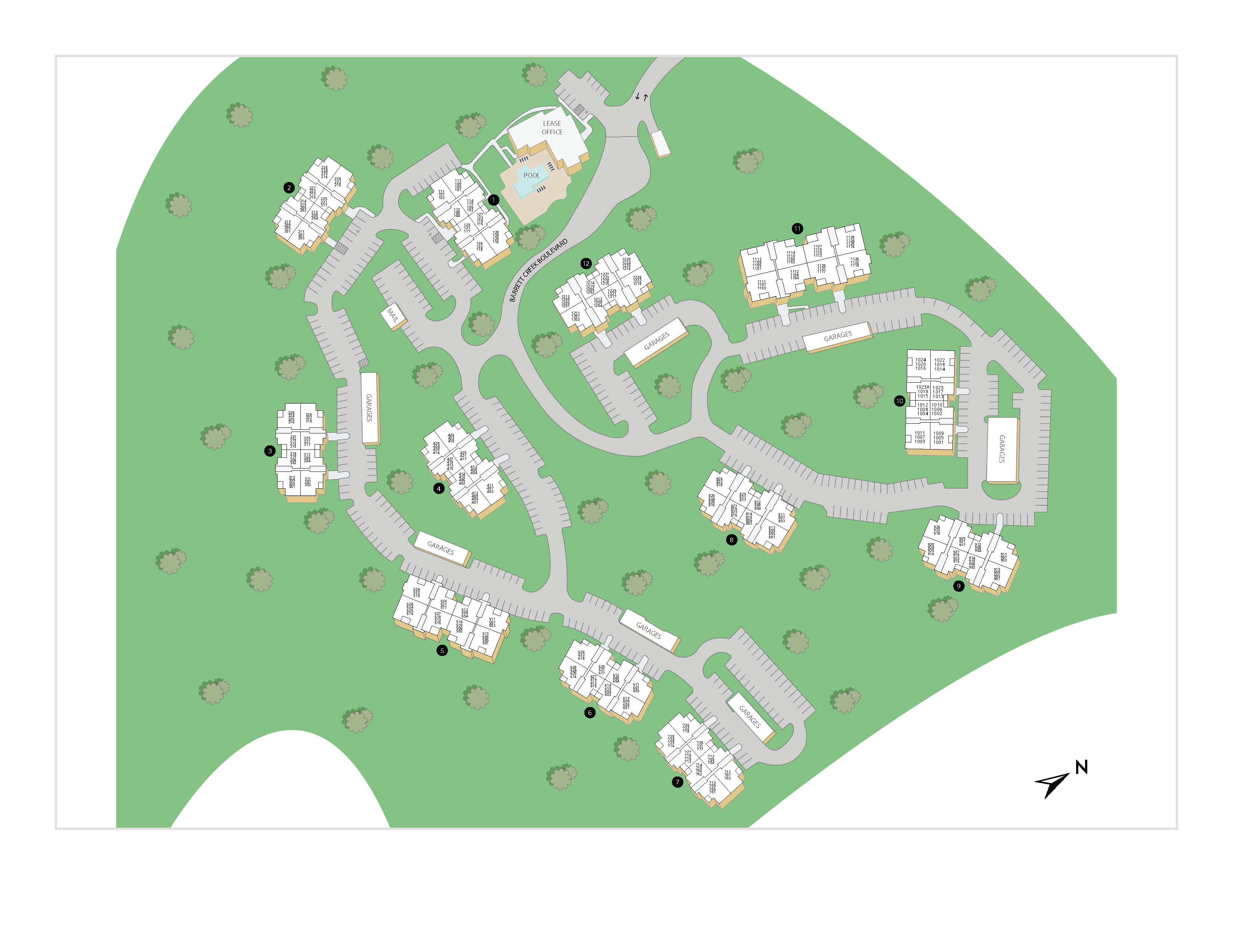 Property Map of MAA Barrett Creek luxury apartments in Marietta, GA