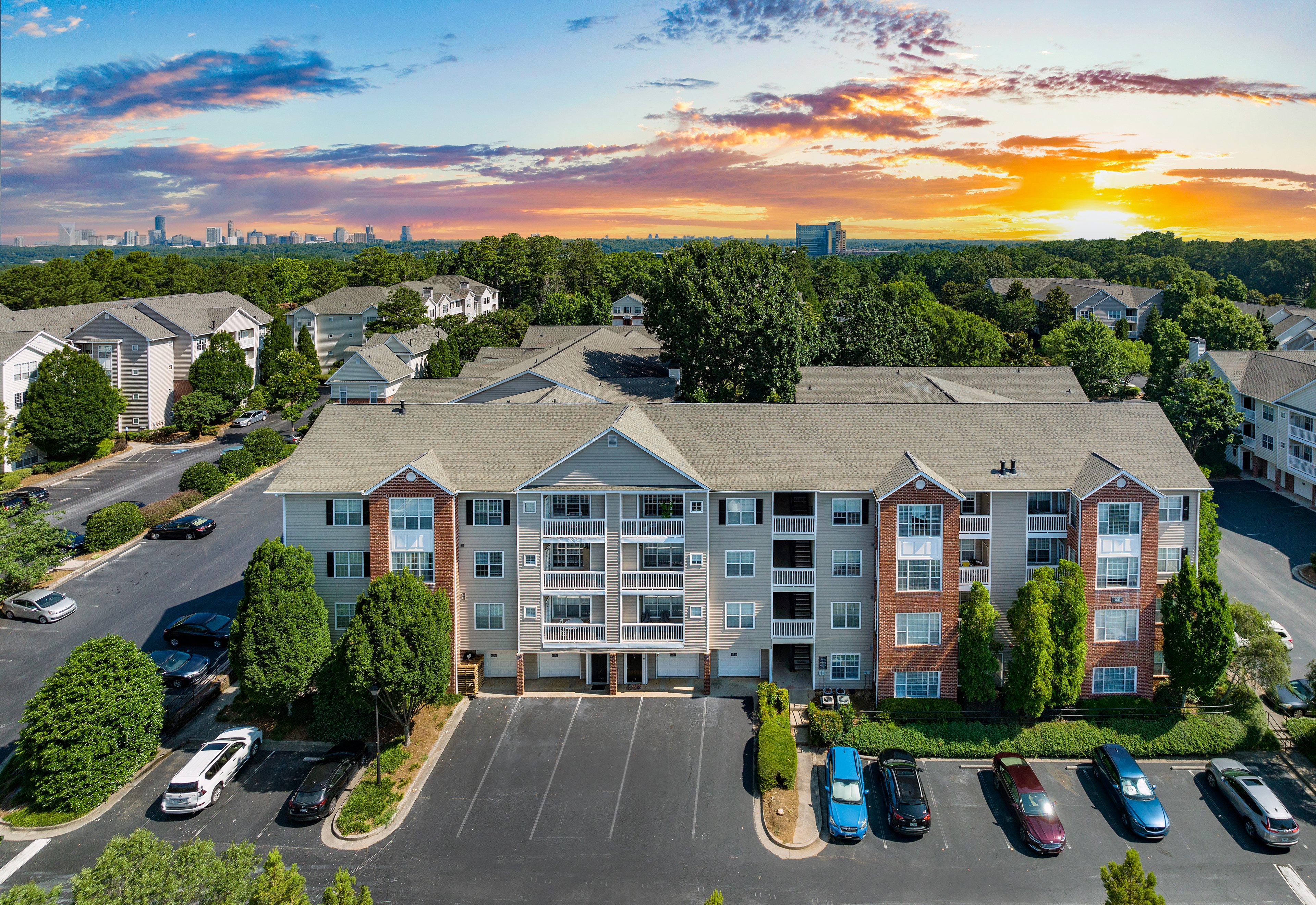 Aerial view of exterior of MAA Briarcliff luxury apartments in Atlanta, GA