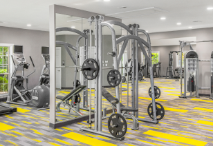 Upscale fitness center with variety of weight machines at MAA Brookhaven luxury apartments in Atlanta, GA
