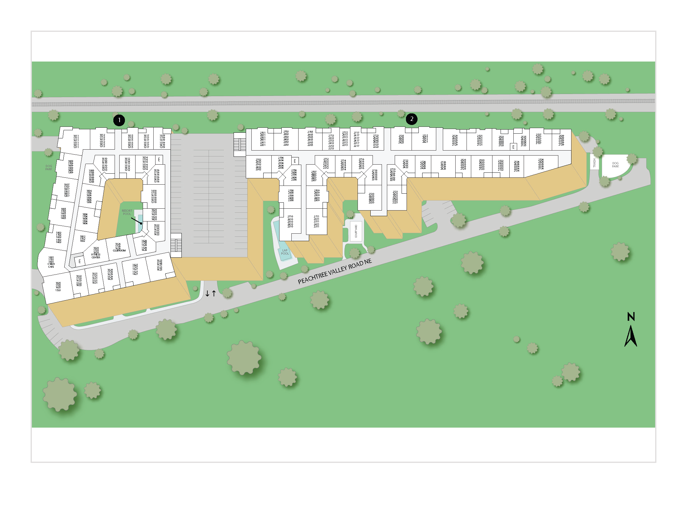 Property map of MAA Brookwood luxury apartments in Atlanta, GA