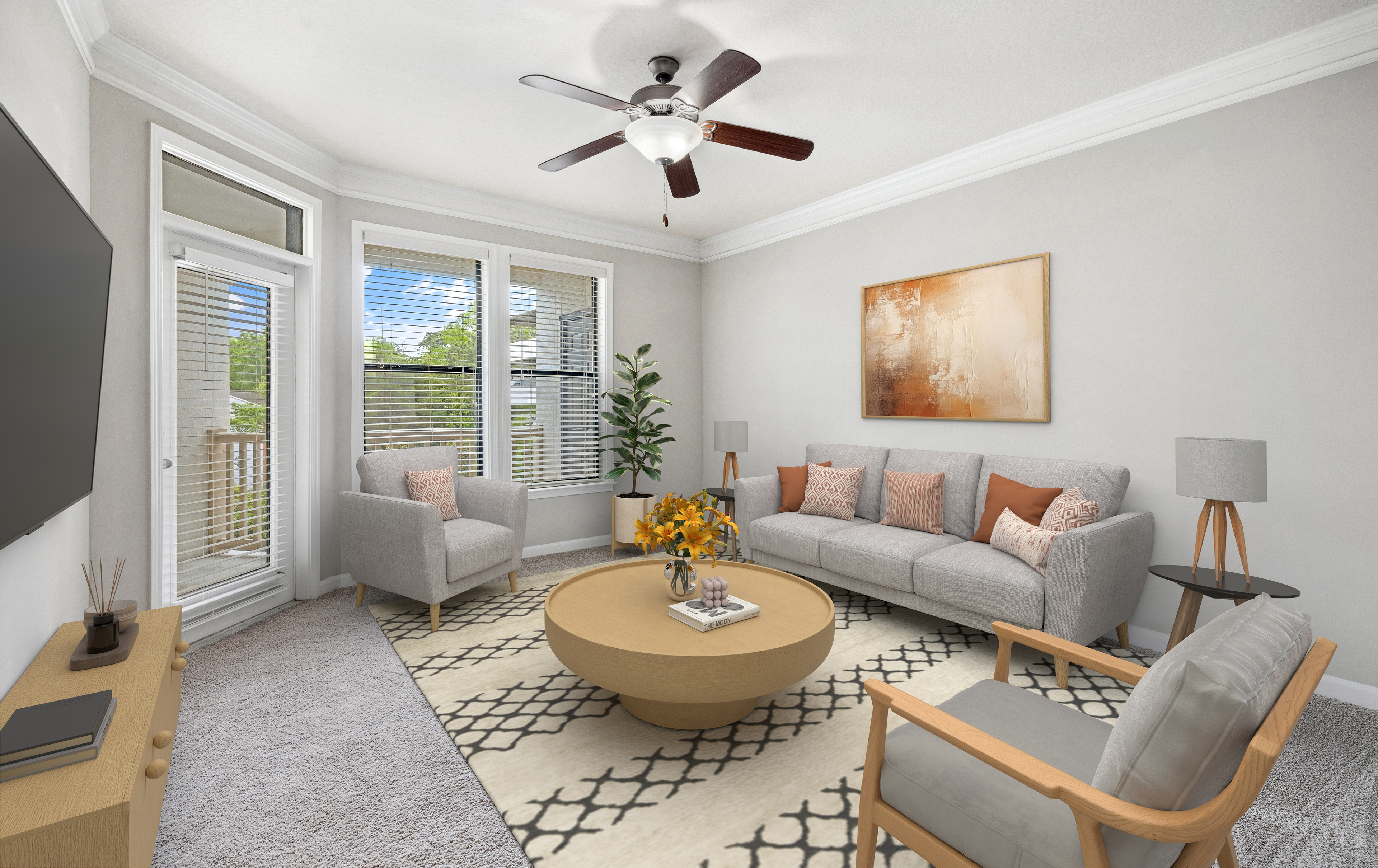 Living room at MAA Brookwood luxury apartment homes in Atlanta, GA