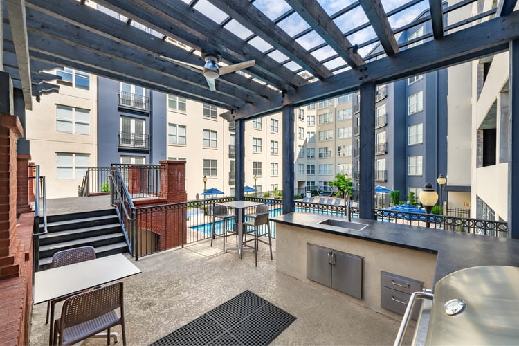 Pool grilling at MAA Buckhead luxury apartment homes in Atlanta, GA