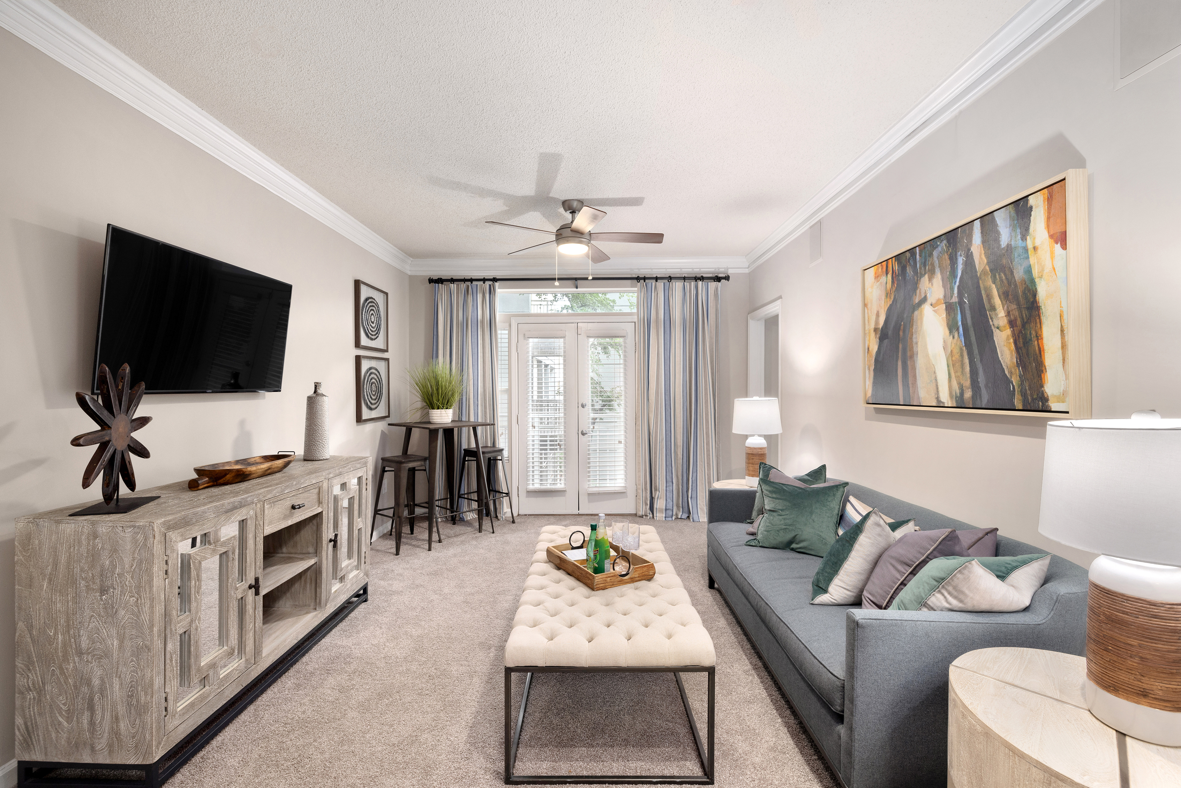 Living room at MAA Gardens luxury apartment homes in Atlanta, GA