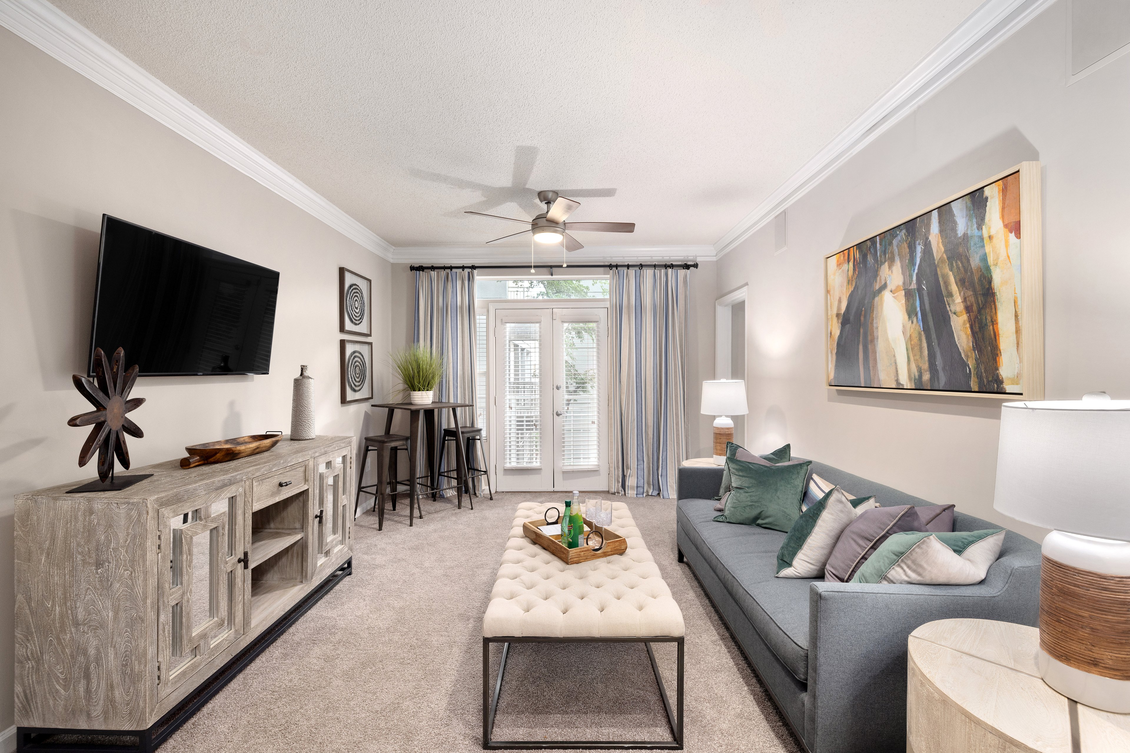 Living room at MAA Gardens luxury apartment homes in Atlanta, GA