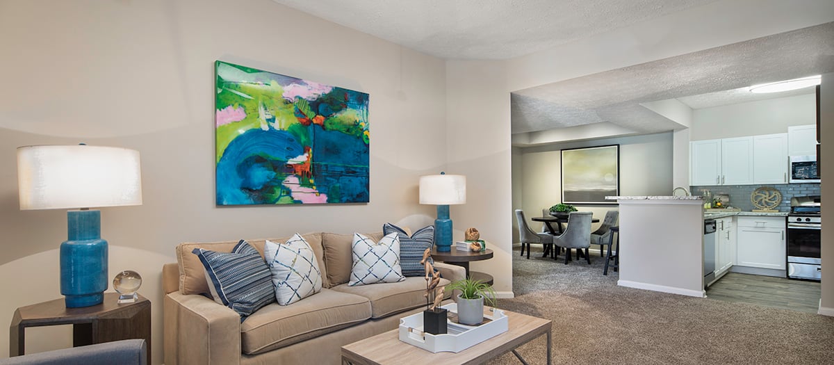 Living Room 1 at MAA Glen luxury apartment homes in Atlanta, GA