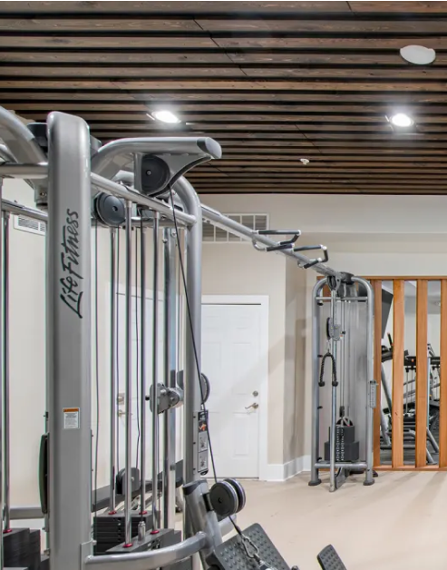Modern fitness center with weight machines at MAA Glen luxury apartments in Atlanta, GA