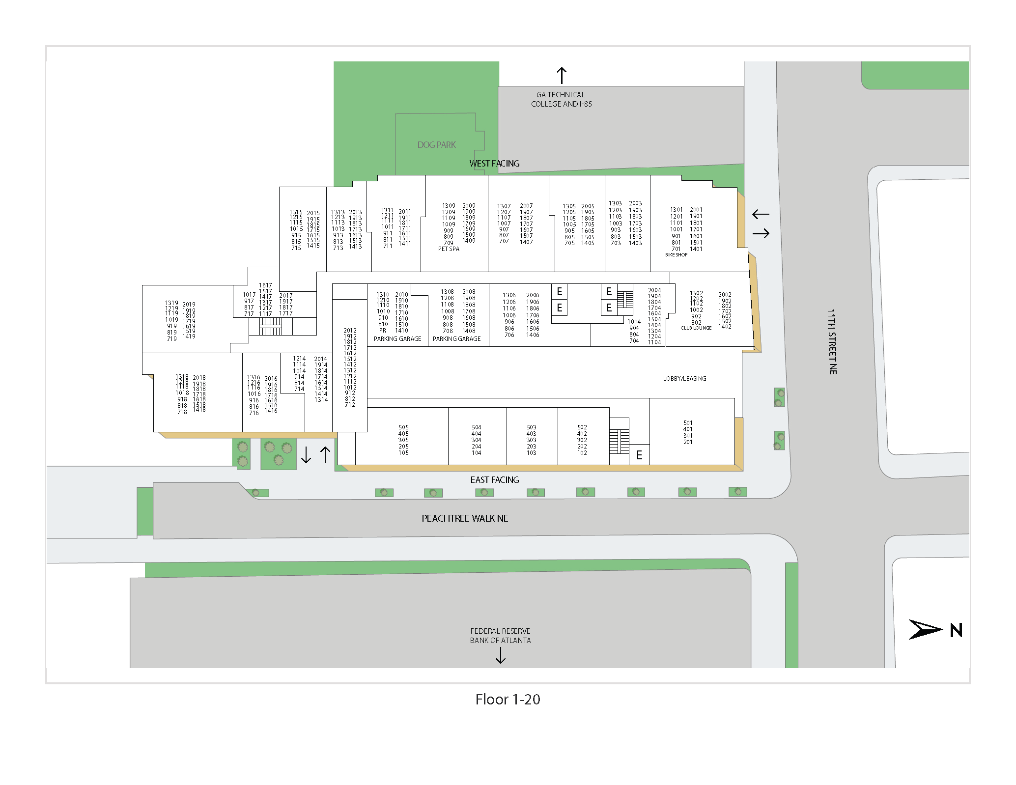 Property map of MAA Midtown luxury apartments in Atlanta, GA