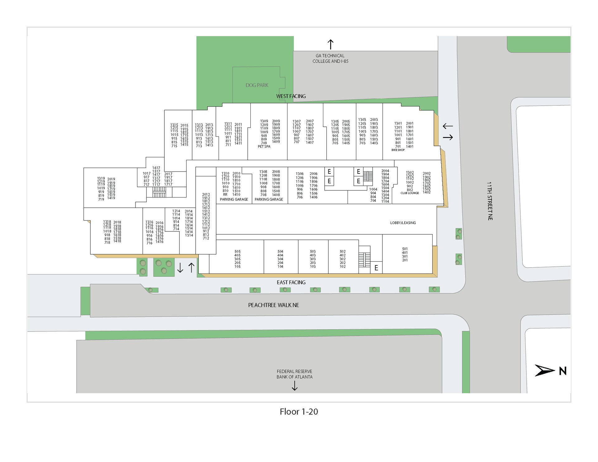 Property map of MAA Midtown luxury apartments in Atlanta, GA