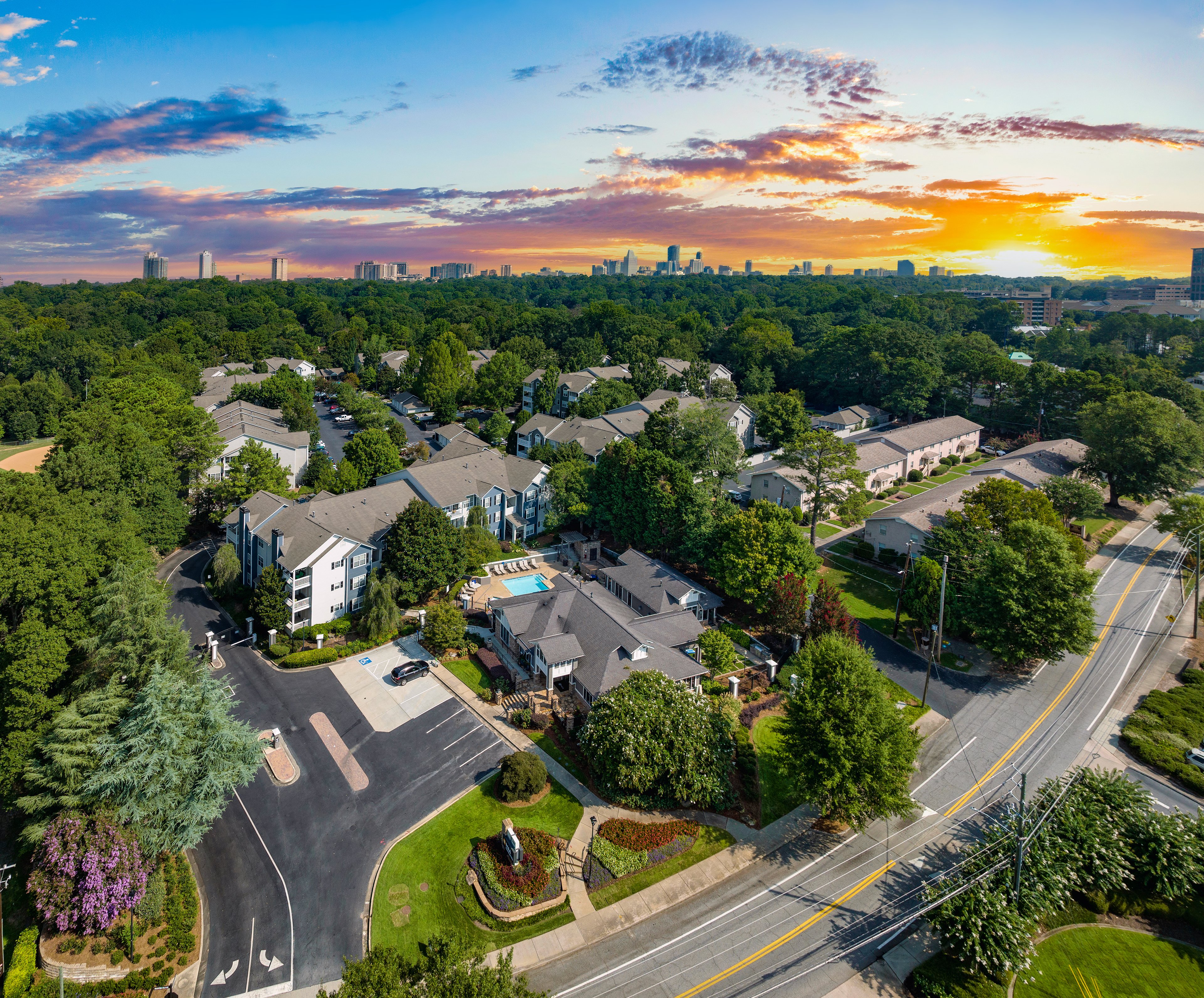 Aerial at MAA Peachtree Hills luxury apartment homes in Atlanta, GA