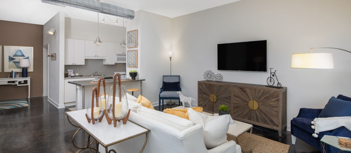 living room at MAA Piedmont Park luxury apartment homes in Atlanta, GA