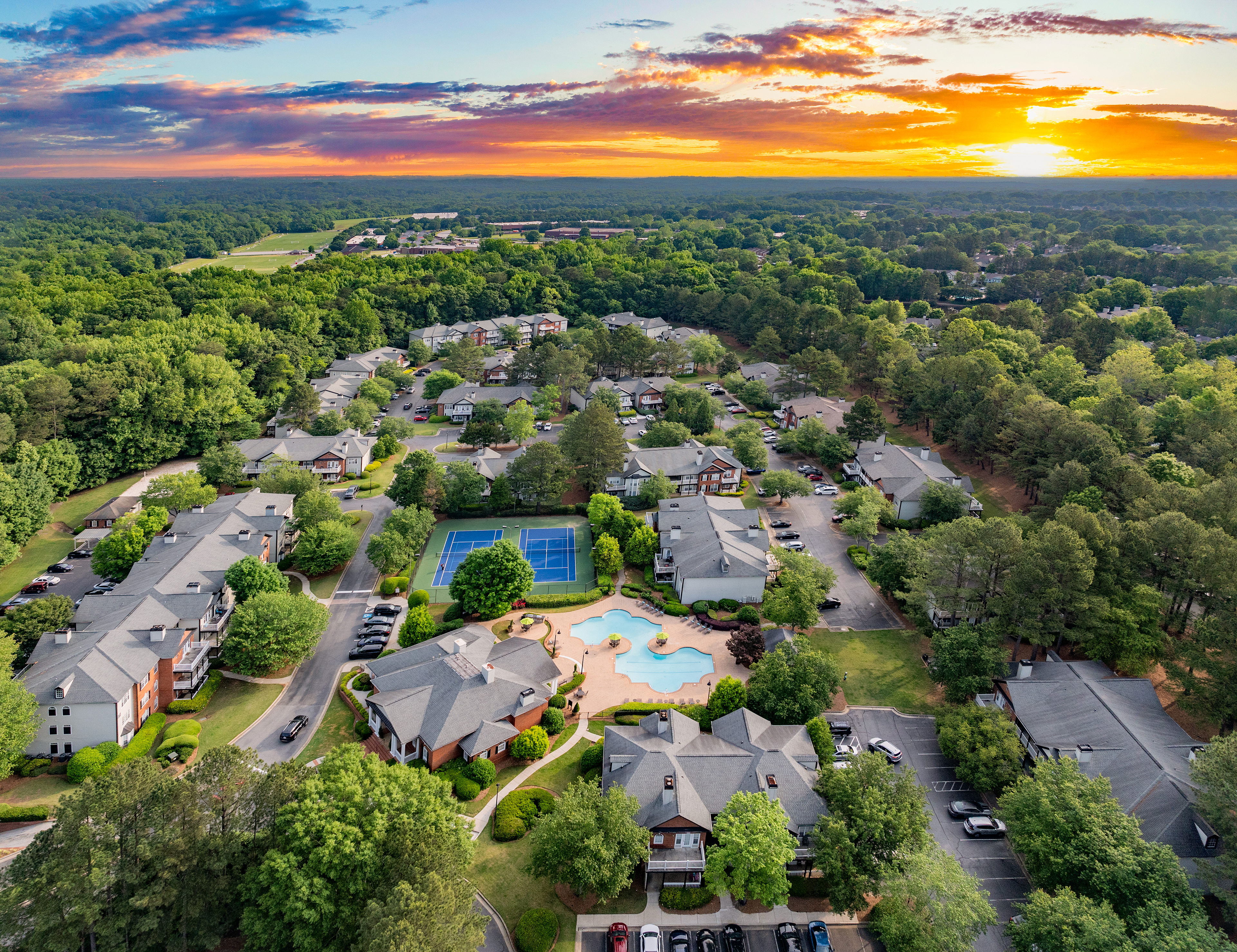 Aerial at MAA River Oaks luxury apartment homes in Atlanta, GA