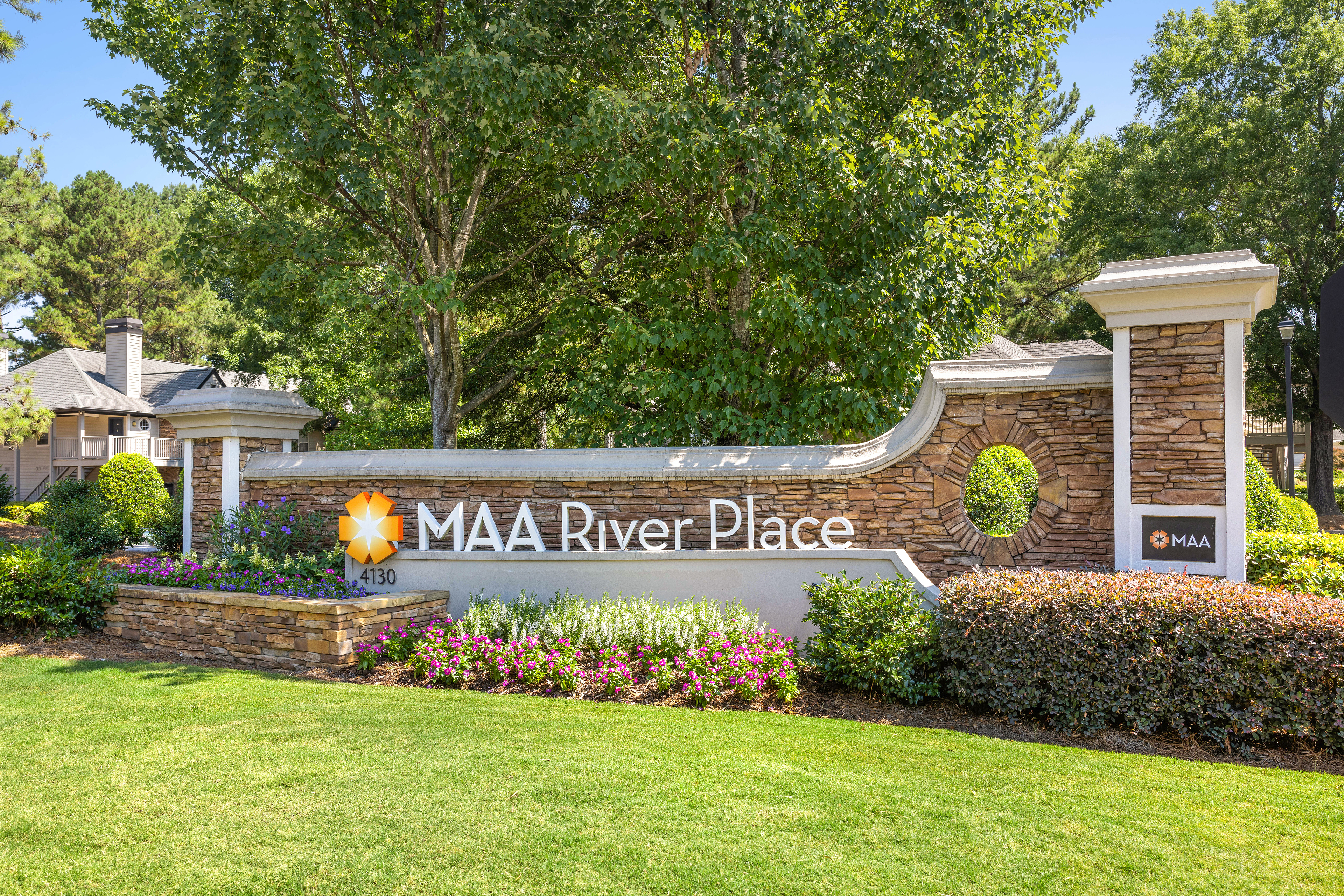 Signage at MAA River Place luxury apartment homes in Duluth, GA