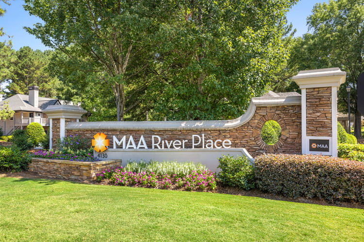 Signage at MAA River Place luxury apartment homes in Duluth, GA
