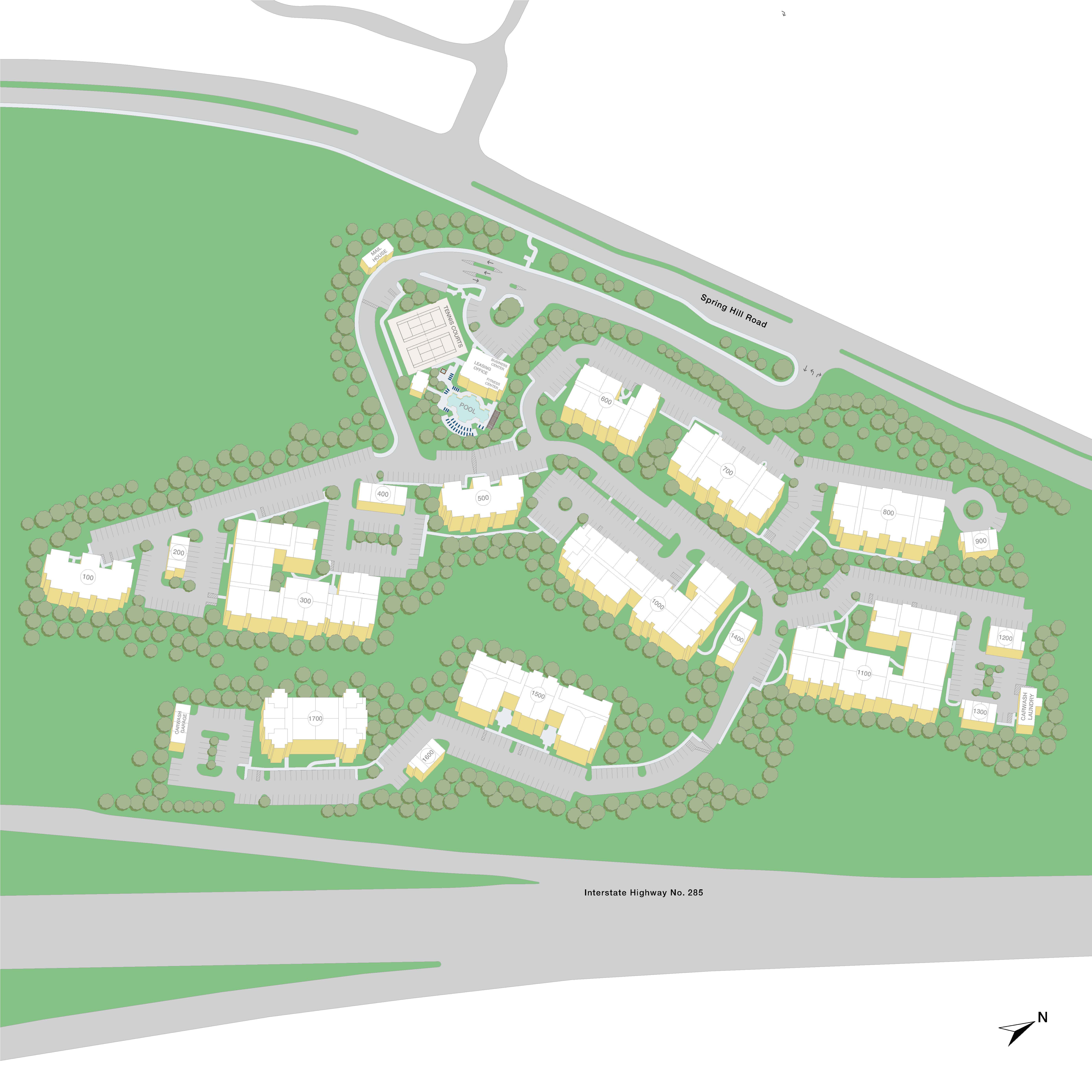 Property Map of MAA Spring luxury apartments in Smyrna, GA