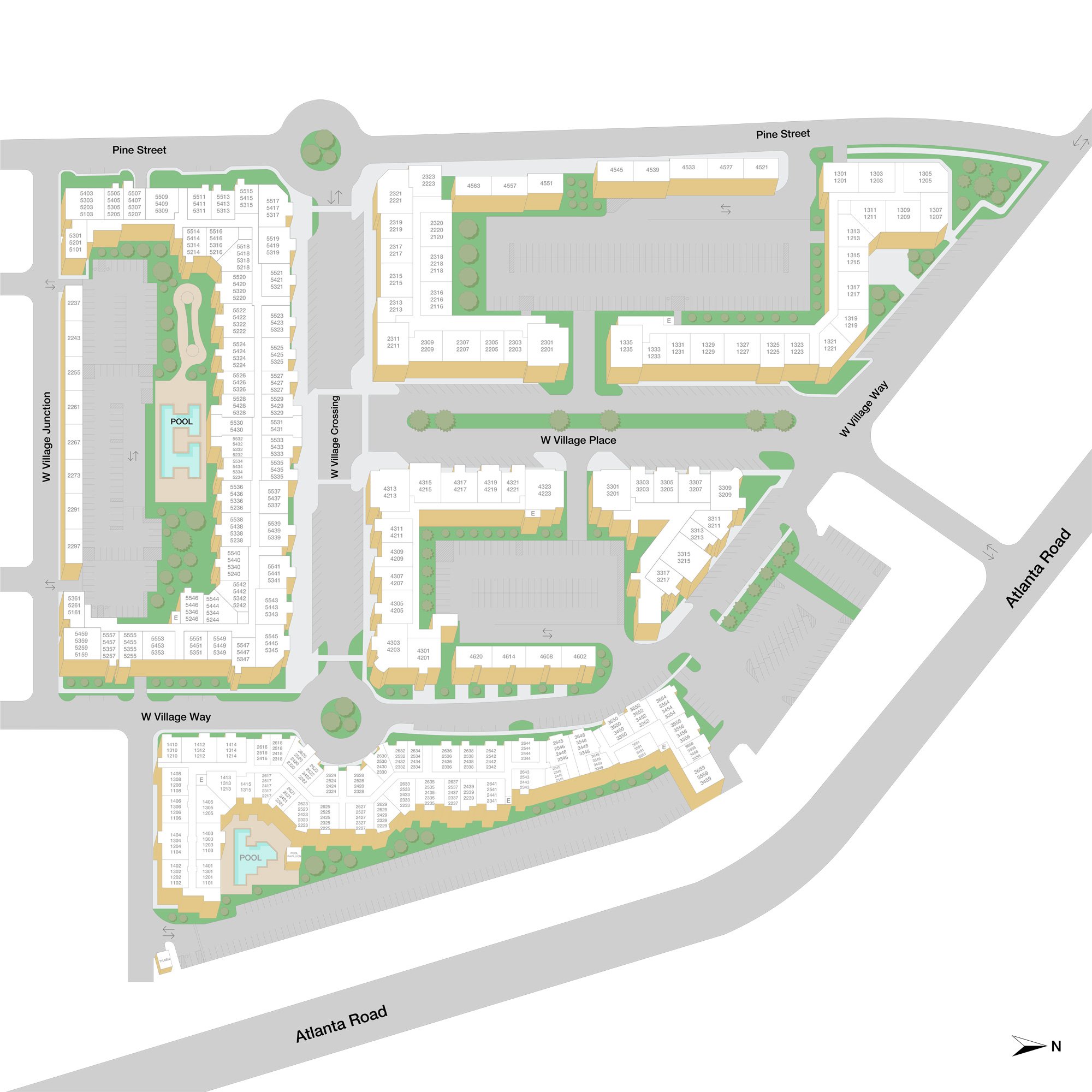 Property map of MAA West Village luxury apartments in Smyrna, GA