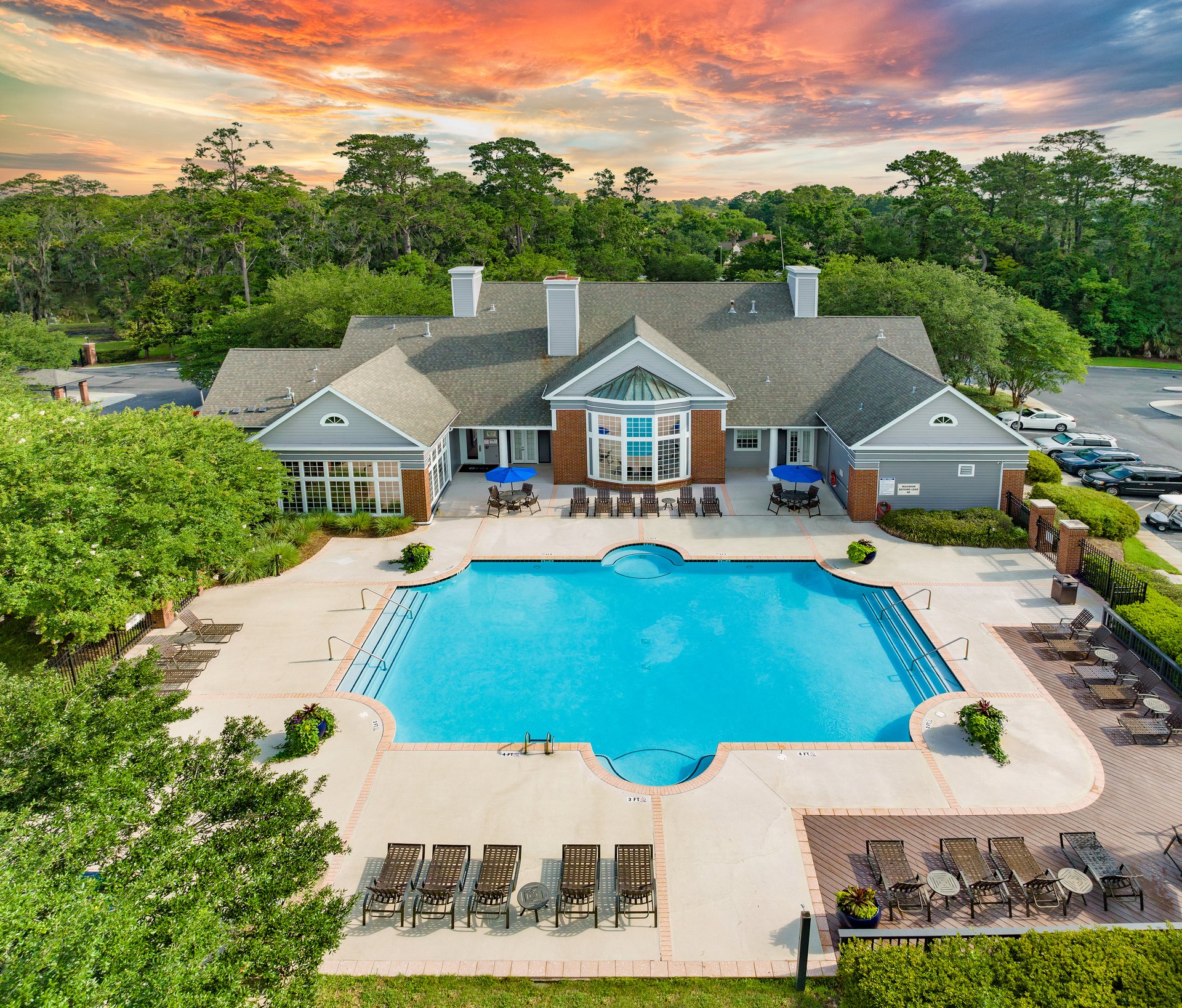 Aerial Pool view at MAA Hammocks in Savannah, GA