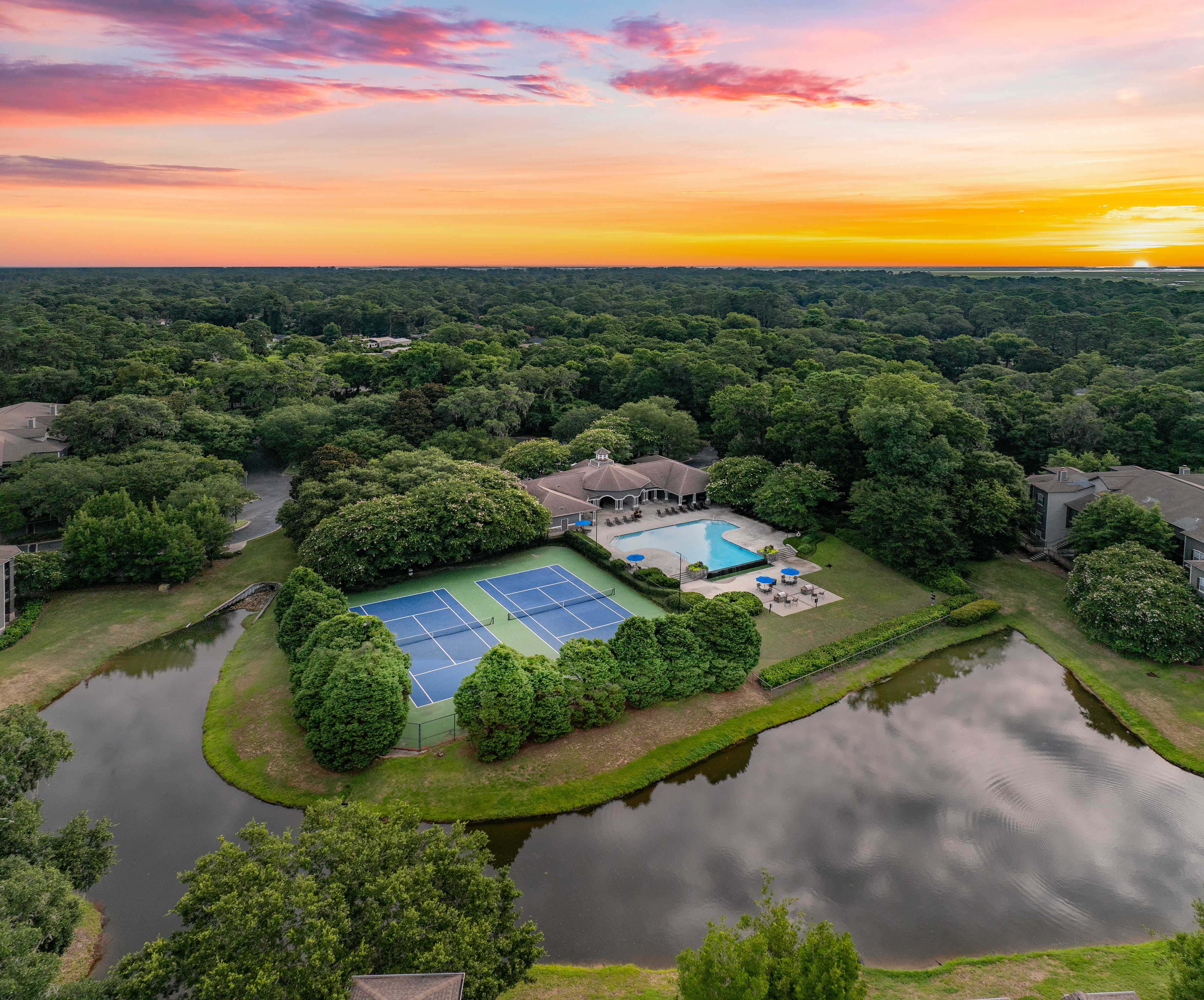 Aerial at MAA Wilmington Island luxury apartment homes in Savannah, GA