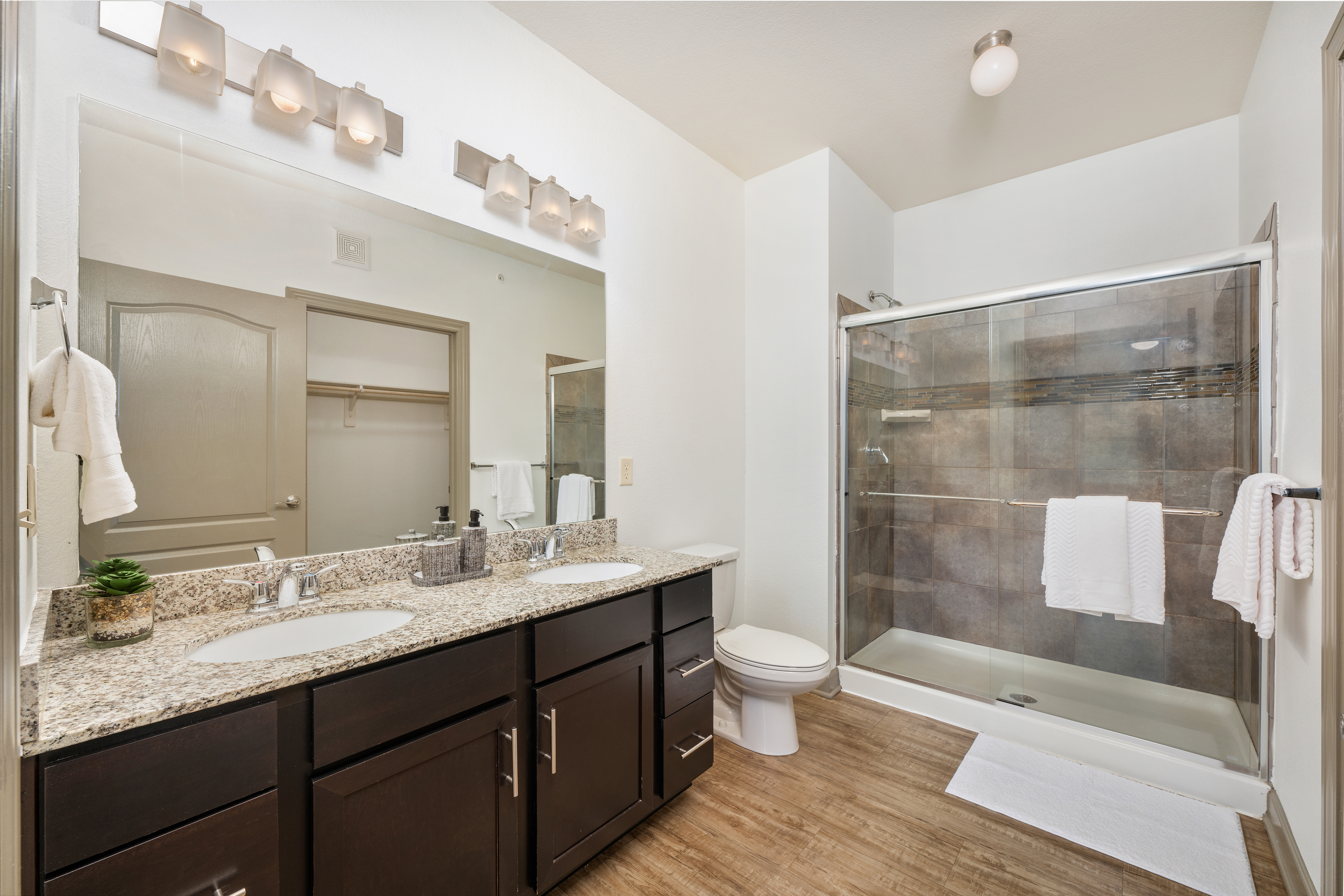 Bathroom at MAA Prairie Trace luxury apartment homes in Overland Park, KS