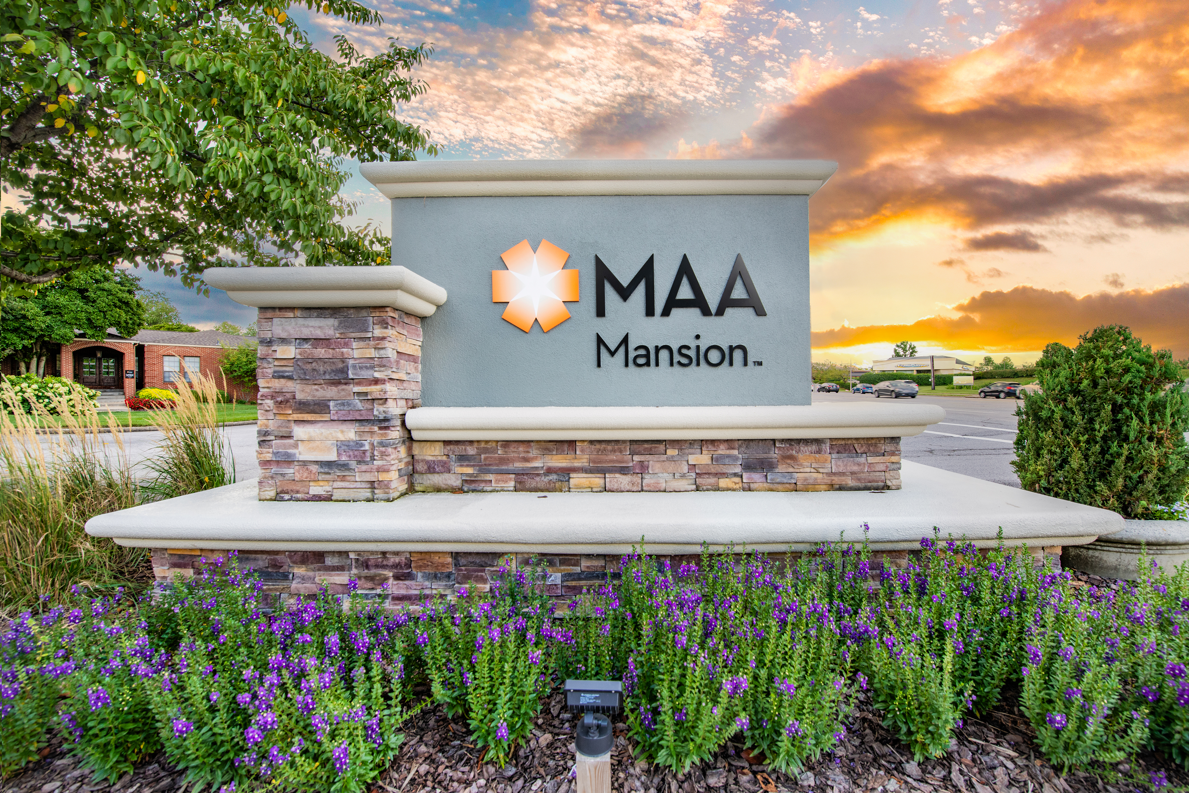 Signage at MAA Mansion luxury apartment homes in Lexington, KY