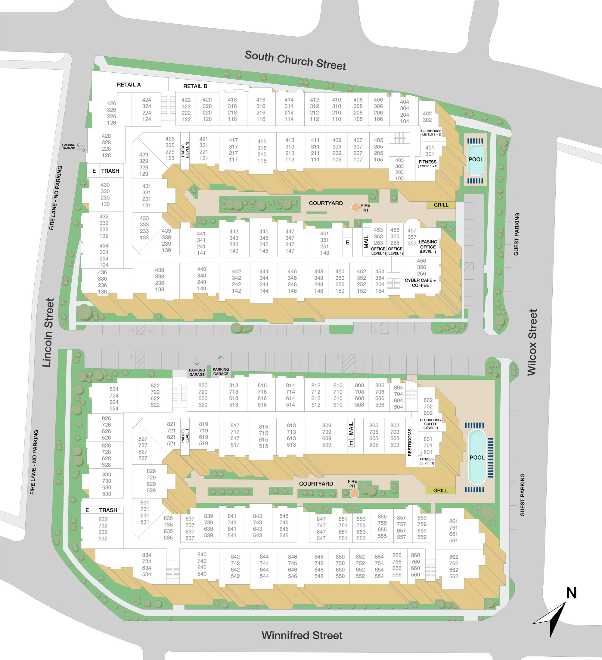 Property map of MAA 1225 luxury apartments in Charlotte, NC