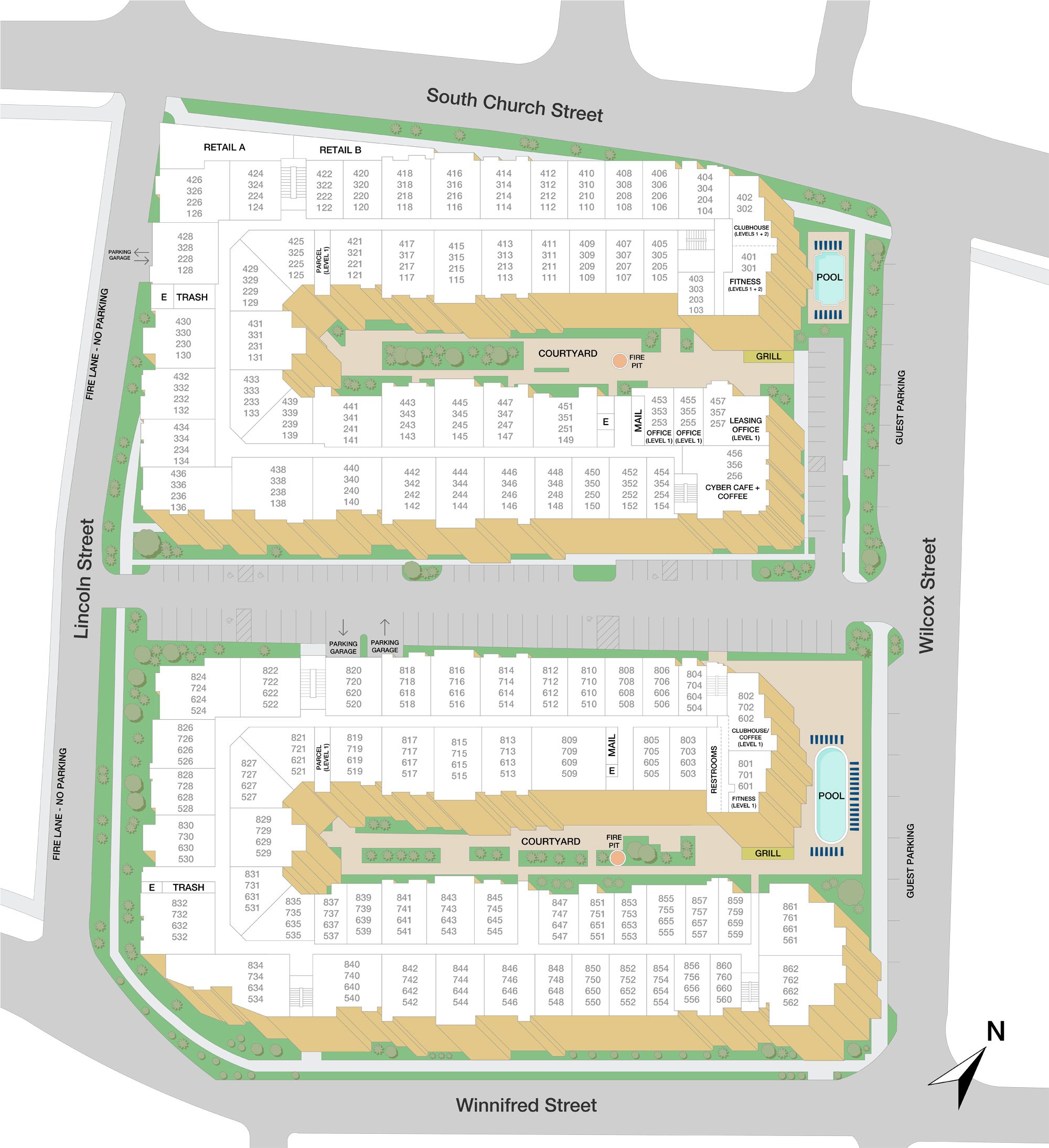 Property map of MAA 1225 luxury apartments in Charlotte, NC