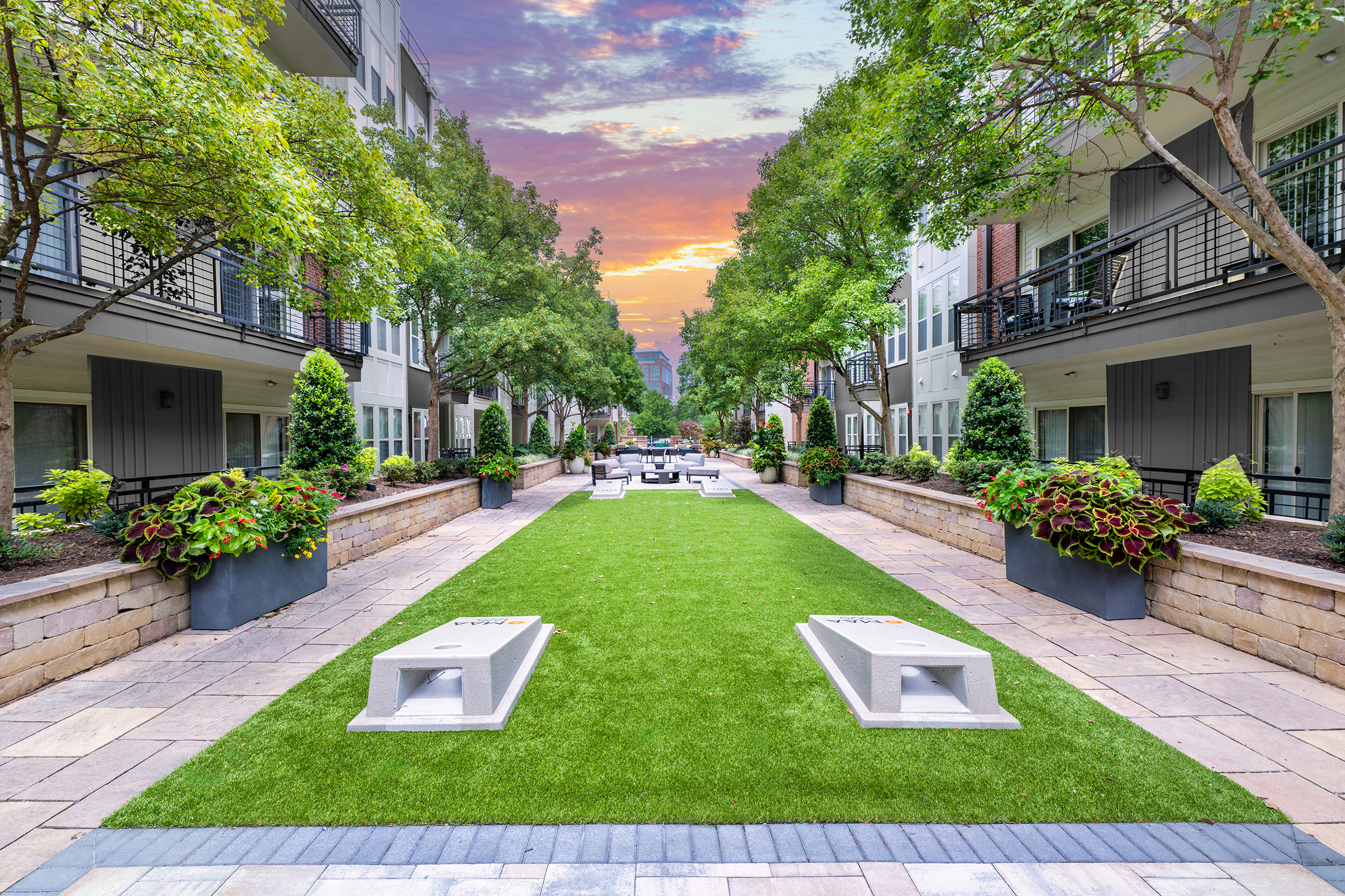 Cornhole at MAA 1225 luxury apartment homes in Charlotte, NC