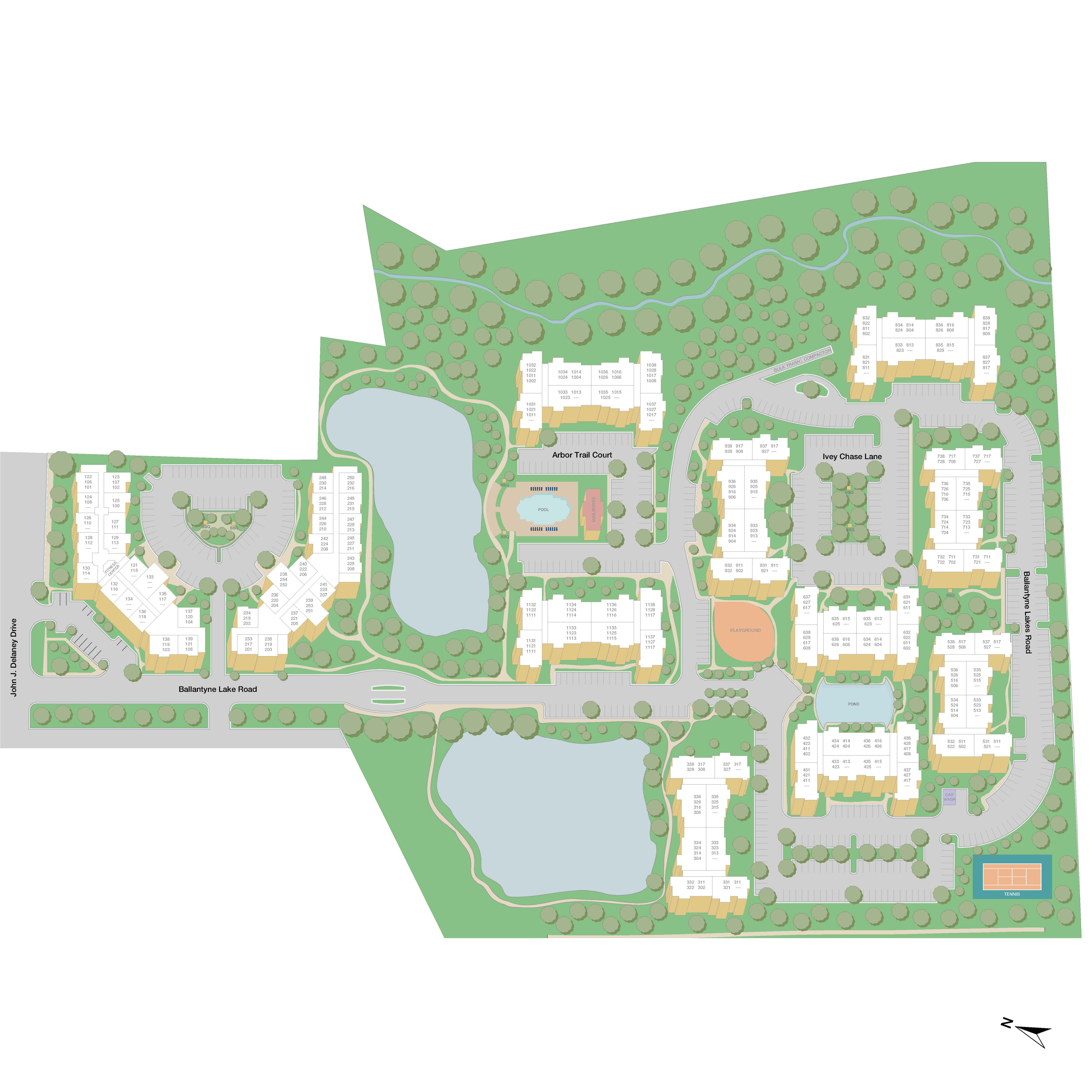 Property map of MAA Ballantyne luxury apartments in Charlotte, NC