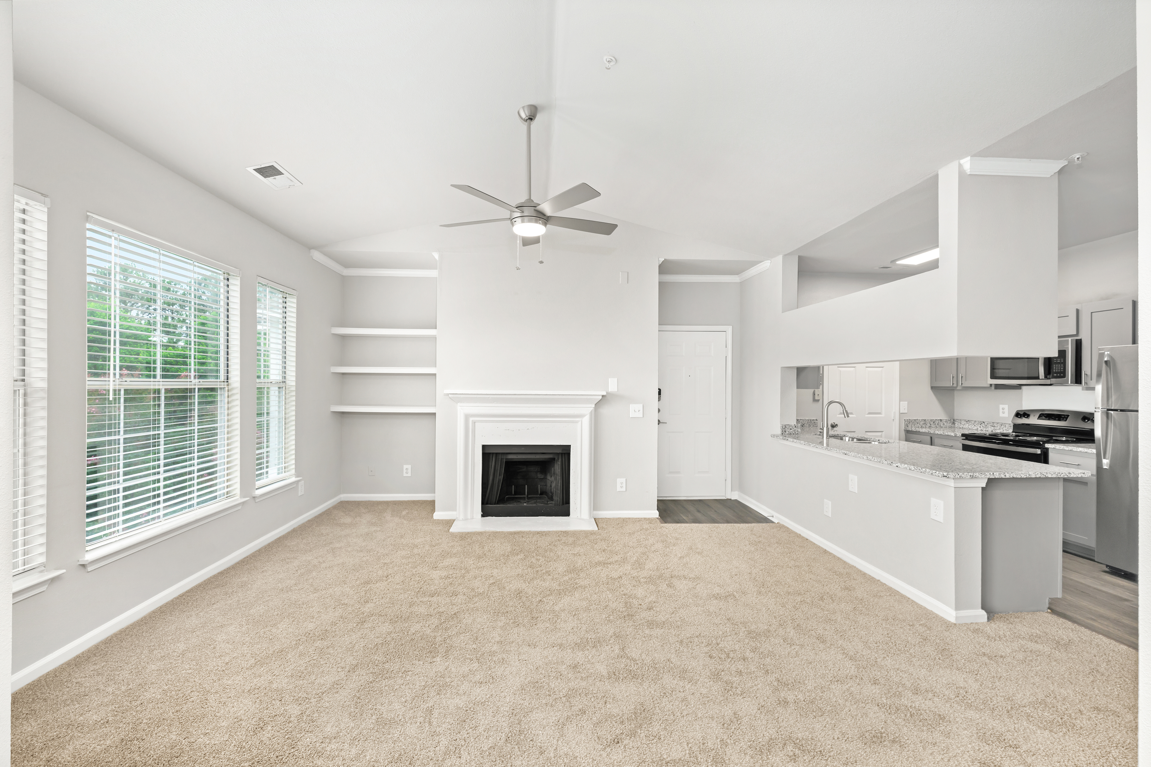 Living room at MAA Beverly Crest luxury apartment homes in Charlotte, NC