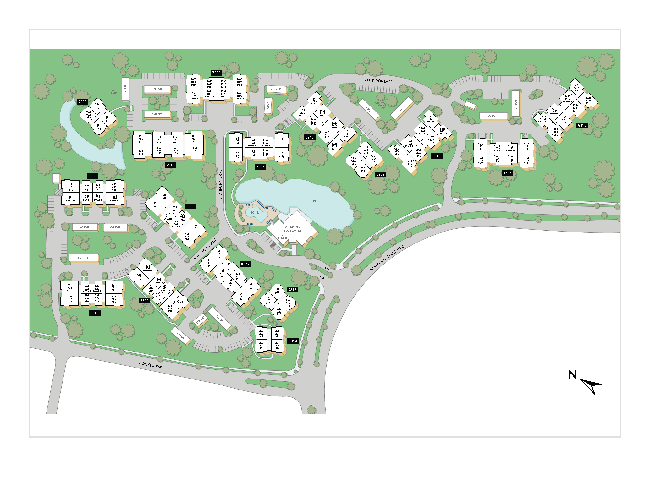 Property Map of MAA Beverly Crest luxury apartments in Charlotte, NC