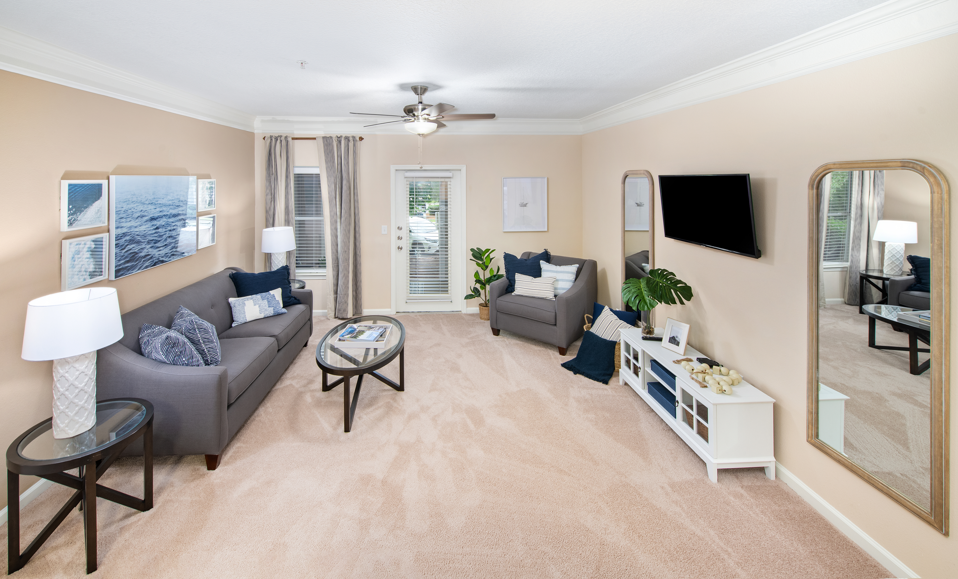 Living room at MAA Cornelius luxury apartment homes in Charlotte, NC