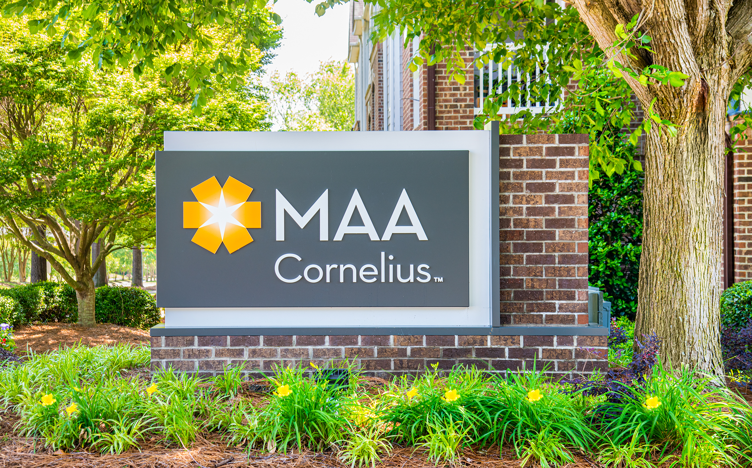 Sign at MAA Cornelius luxury apartment homes in Charlotte, NC