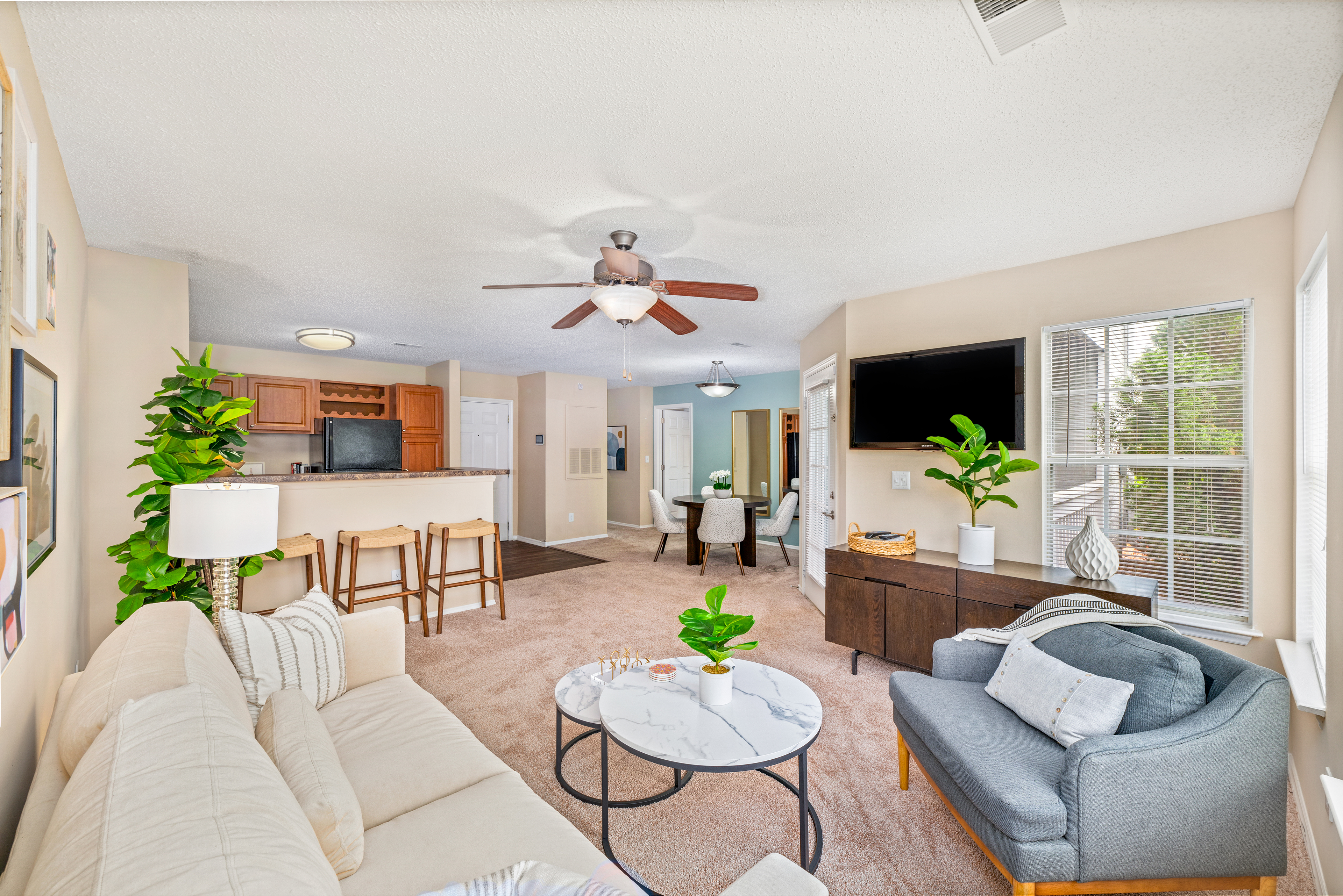 Living room at MAA Fifty-One luxury apartment homes in Matthews, NC