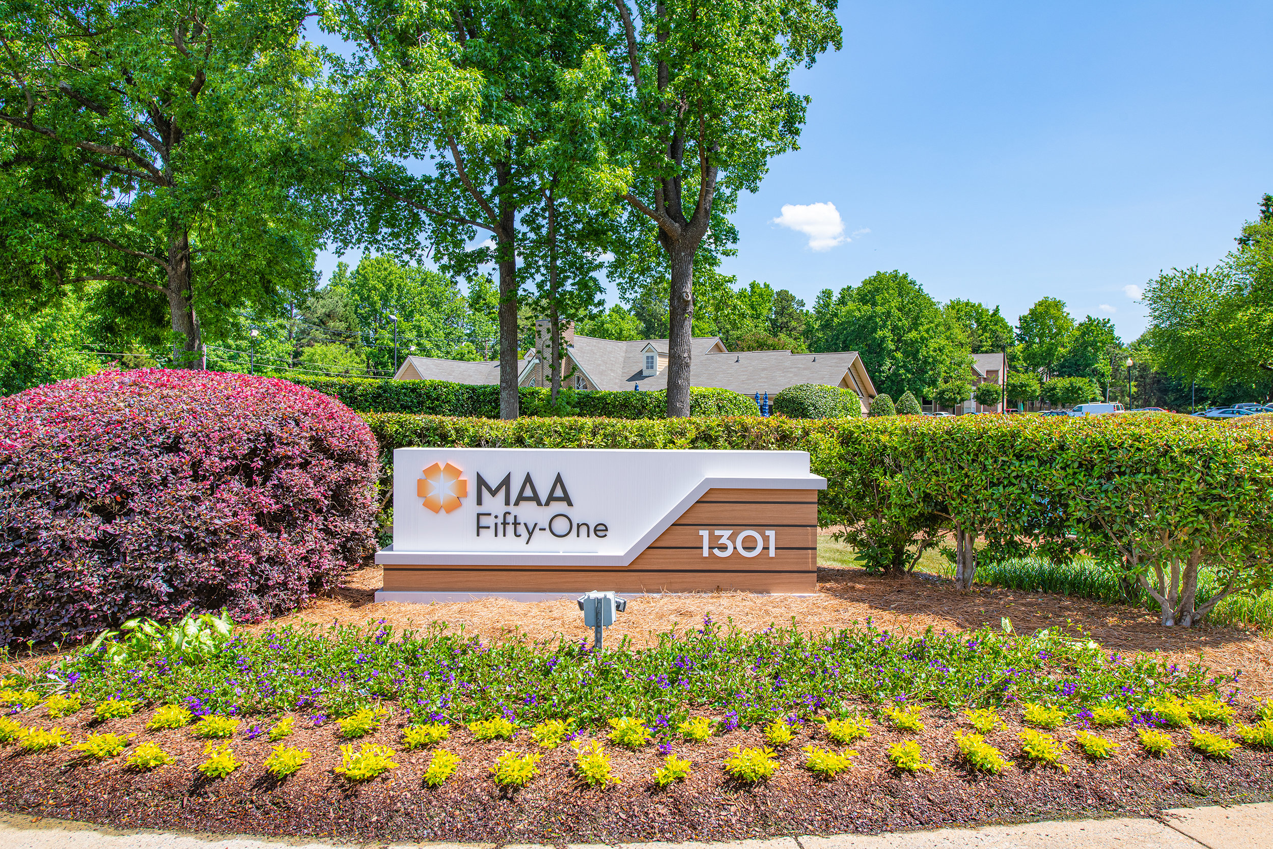 Welcome sign at MAA Fifty One luxury apartment homes in Charlotte, NC
