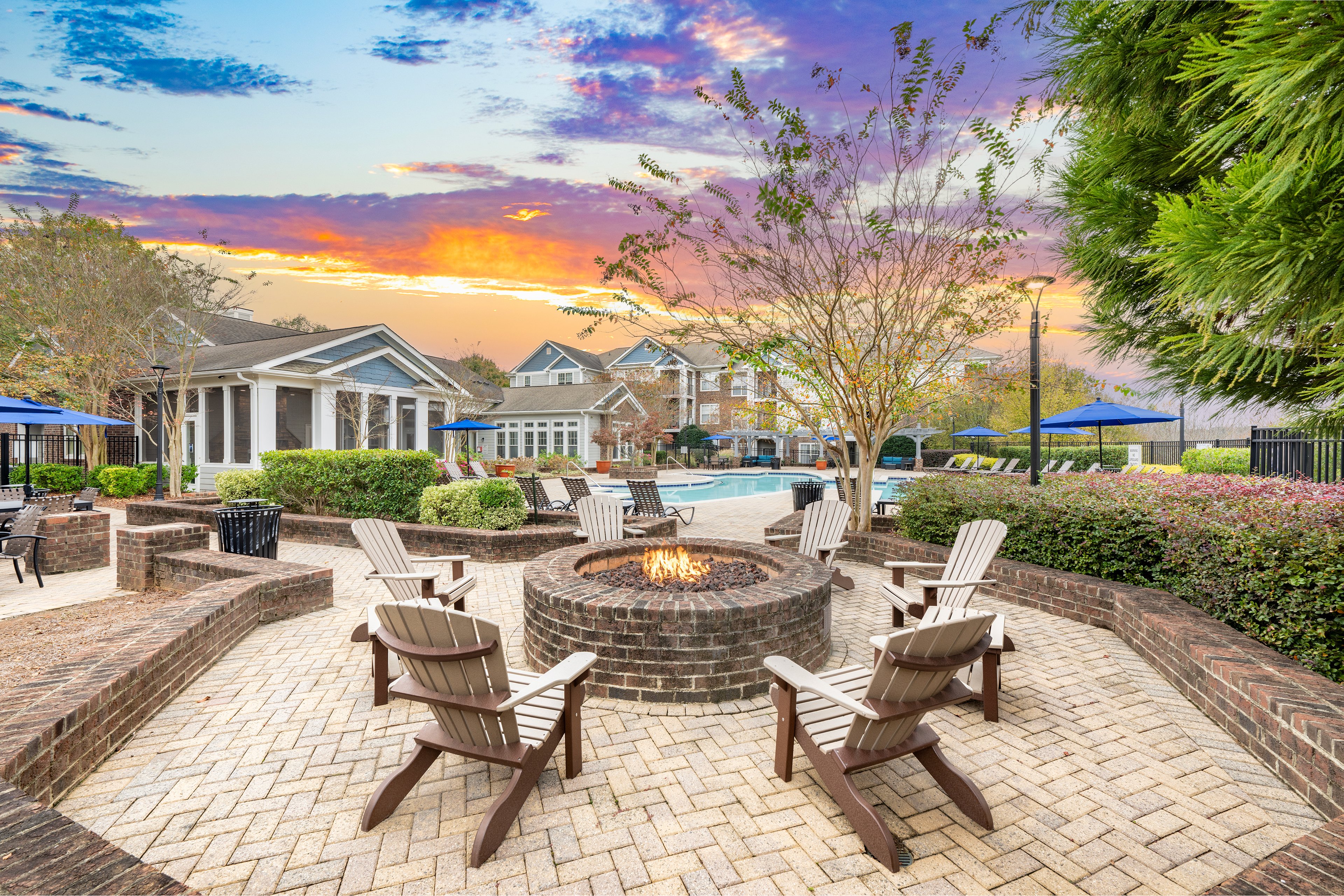 Fire pit at MAA Huntersville luxury apartment homes in Charlotte, NC