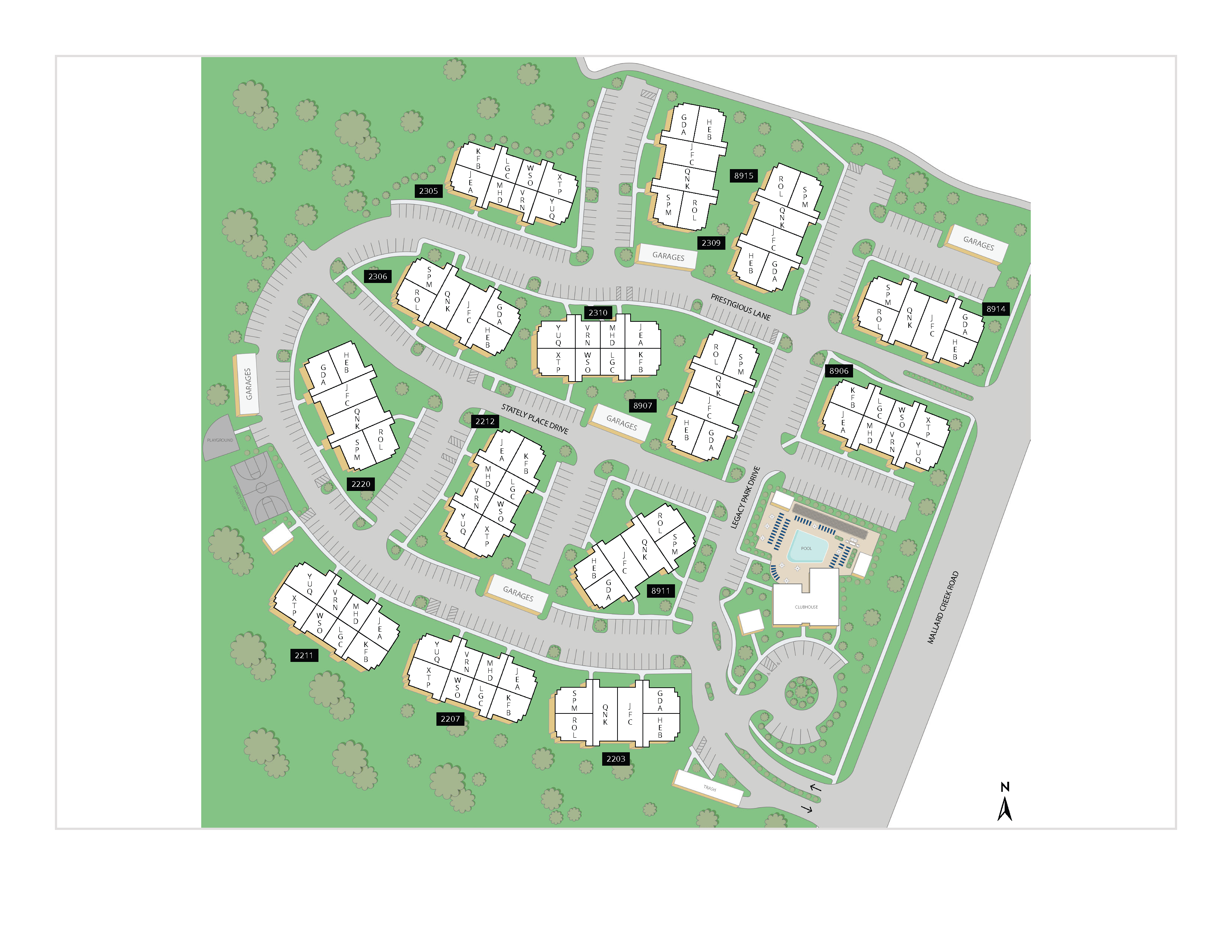 Property map of MAA Legacy Park luxury apartments in Charlotte, NC