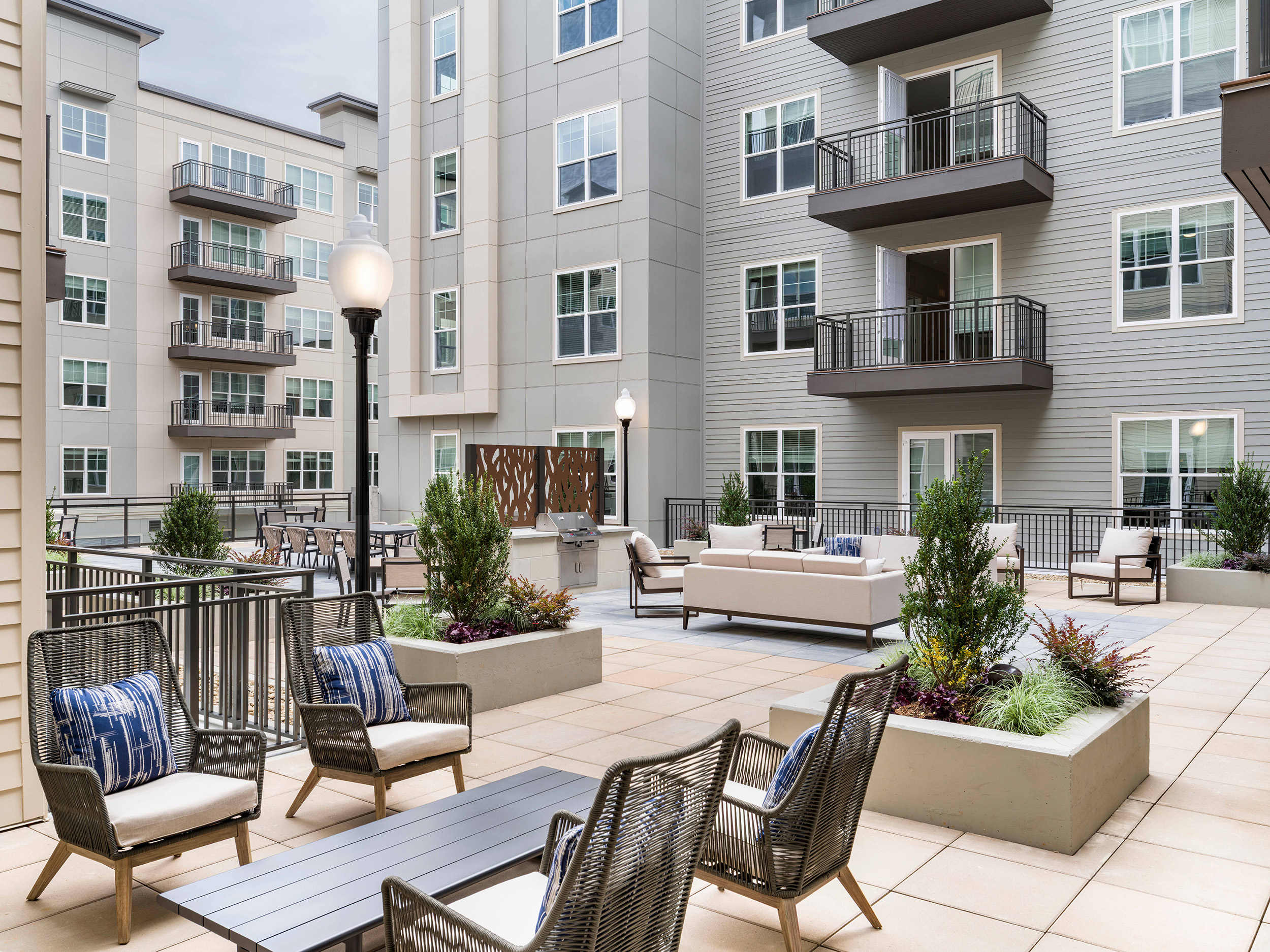 Outdoor lounge at MAA Liberty Row luxury apartment homes in Charlotte, NC